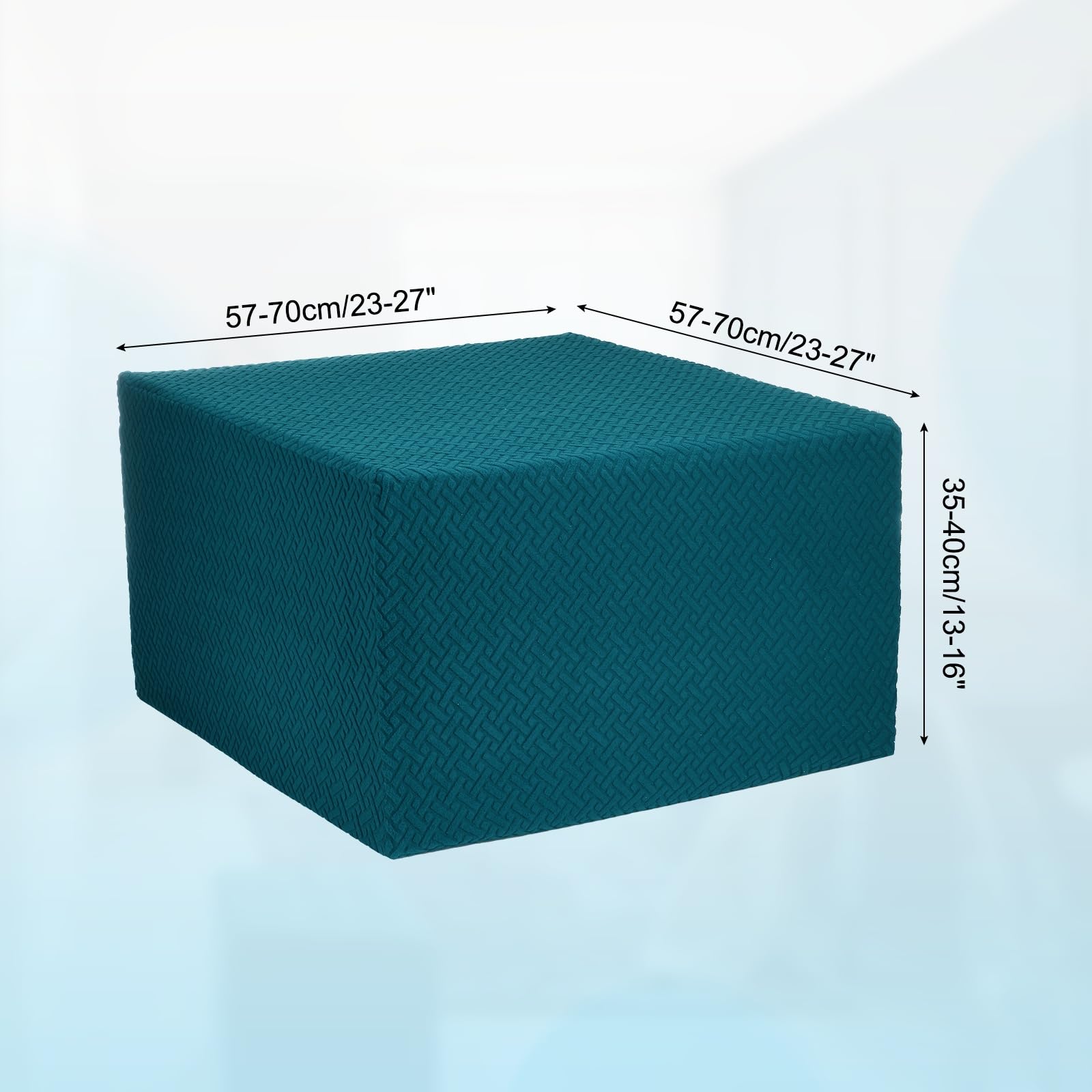 sourcing map Housse de ottomane en sergé extensible avec élastique pour repose-pieds, salon, chambre à coucher, longueur 57 à 70 cm, taille M, bleu sarcelle