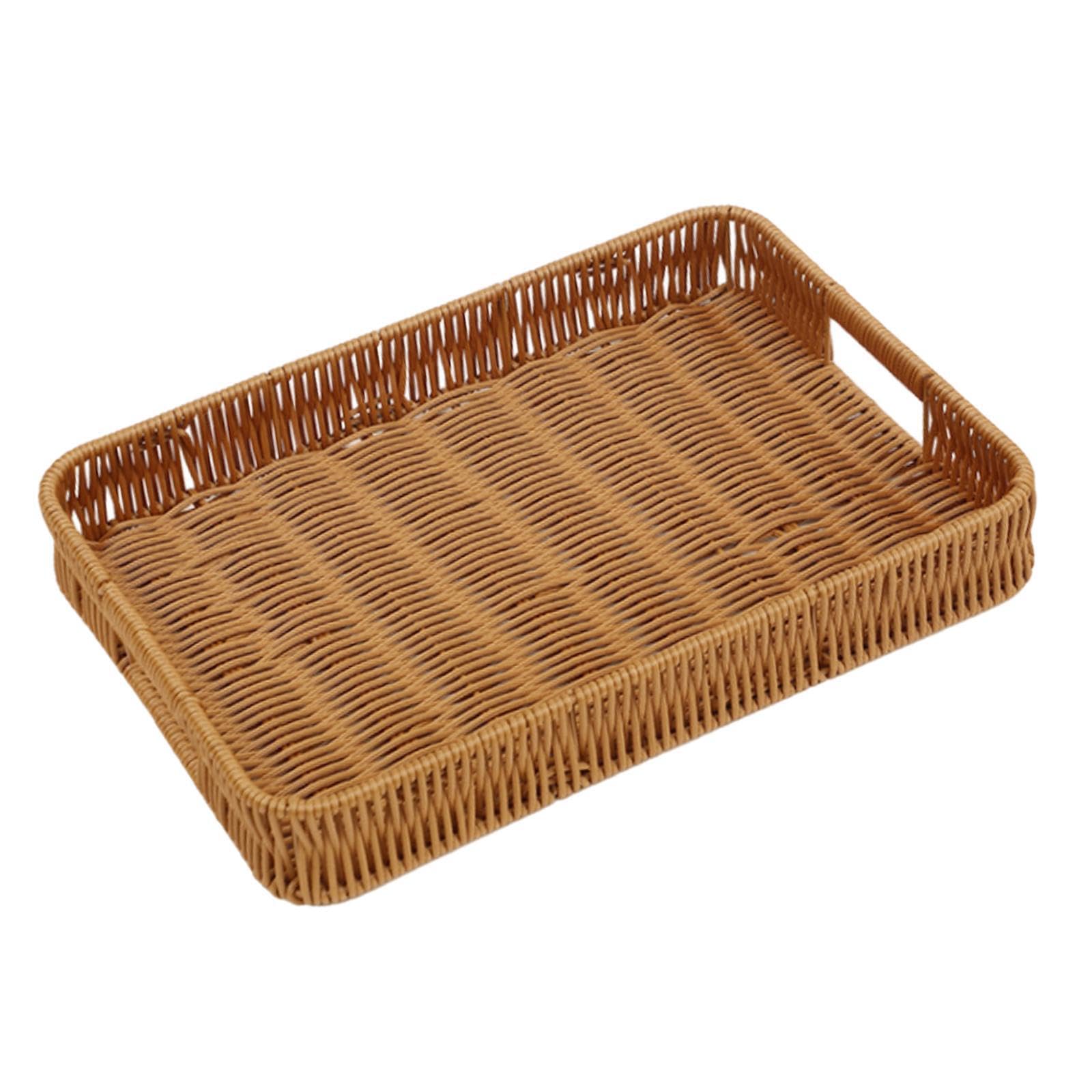 KIXZSAZ Unique Kitchen Storage Tray Elegant Woven For Presenting Fruits Snacks On Any Occasion Woven Serving Tray Breakfast Drink Snack Coffee Bread Kitchen, S