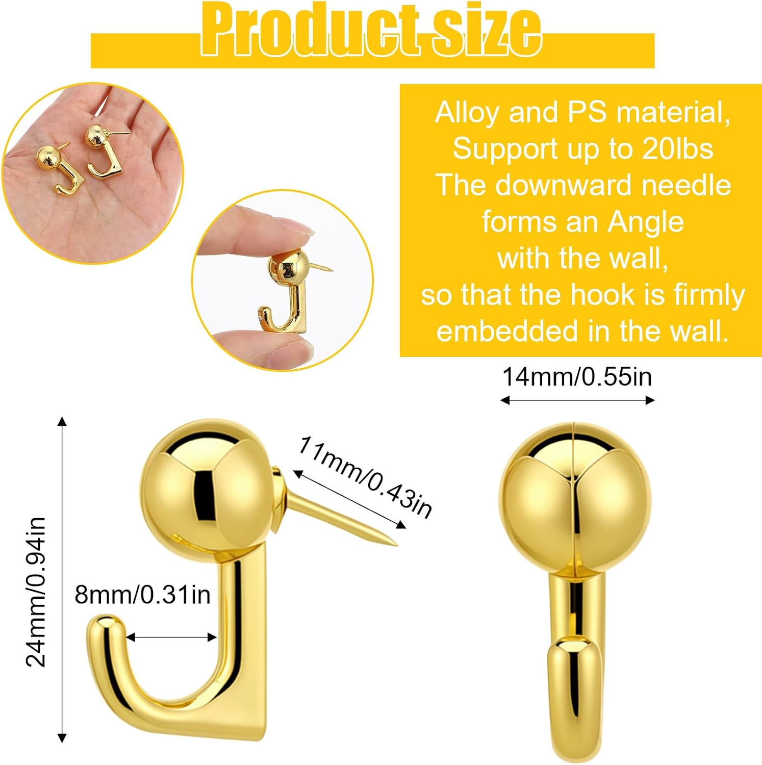 50 Pcs Gold Push Pins Metal Wall Tacks Push Pin Hooks for Cork Board Thumbtacks for Hanging Decor Heavy Duty Decorative Picture Hangers Small Cute Pins for Fabric Drywall Bulletin Office Home image 2