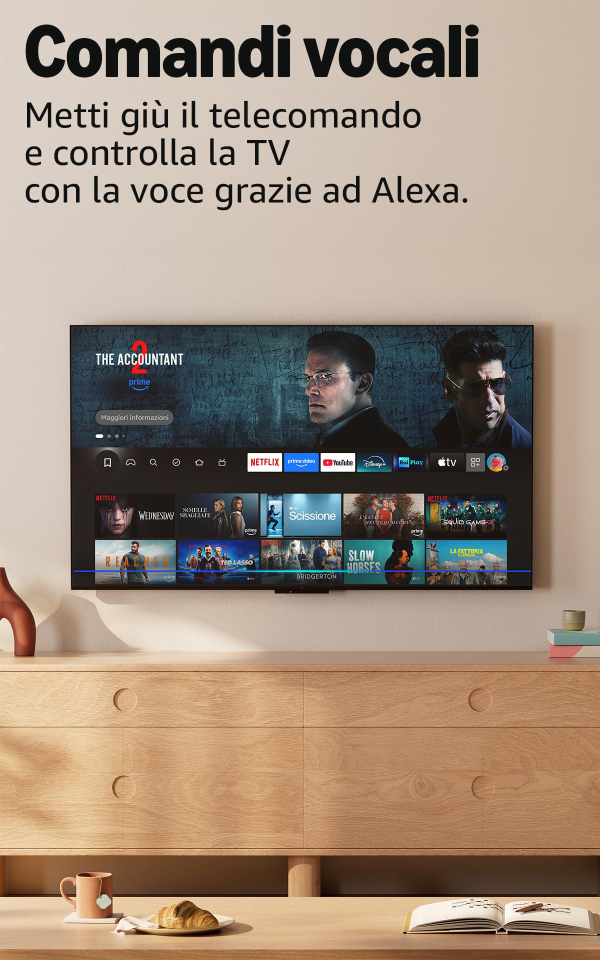 Amazon Ember serie QLED da 55" con Fire TV (ultimo modello), smart TV 4K Ultra HD, HDR10+, Dolby Vision, Dolby Audio, processore quad-core, controllo vocale con Alexa