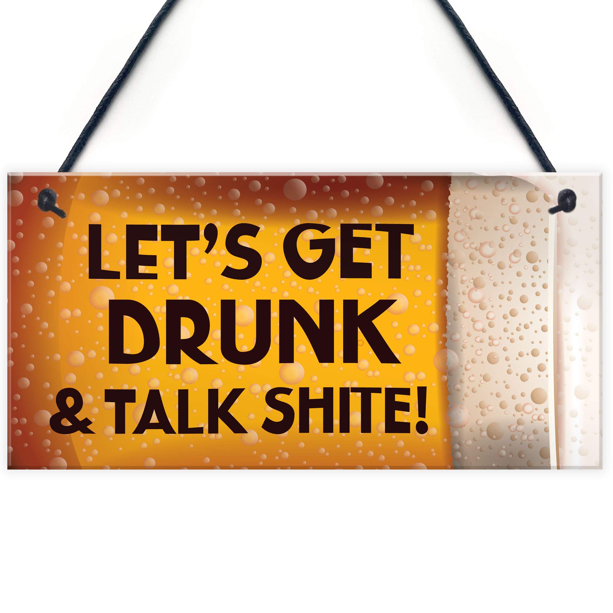 Red Ocean Novelty Bar Signs And Plaques 'LETS GET DRUNK' Funny Pub Home Bar Sign Man Cave Gifts For Him