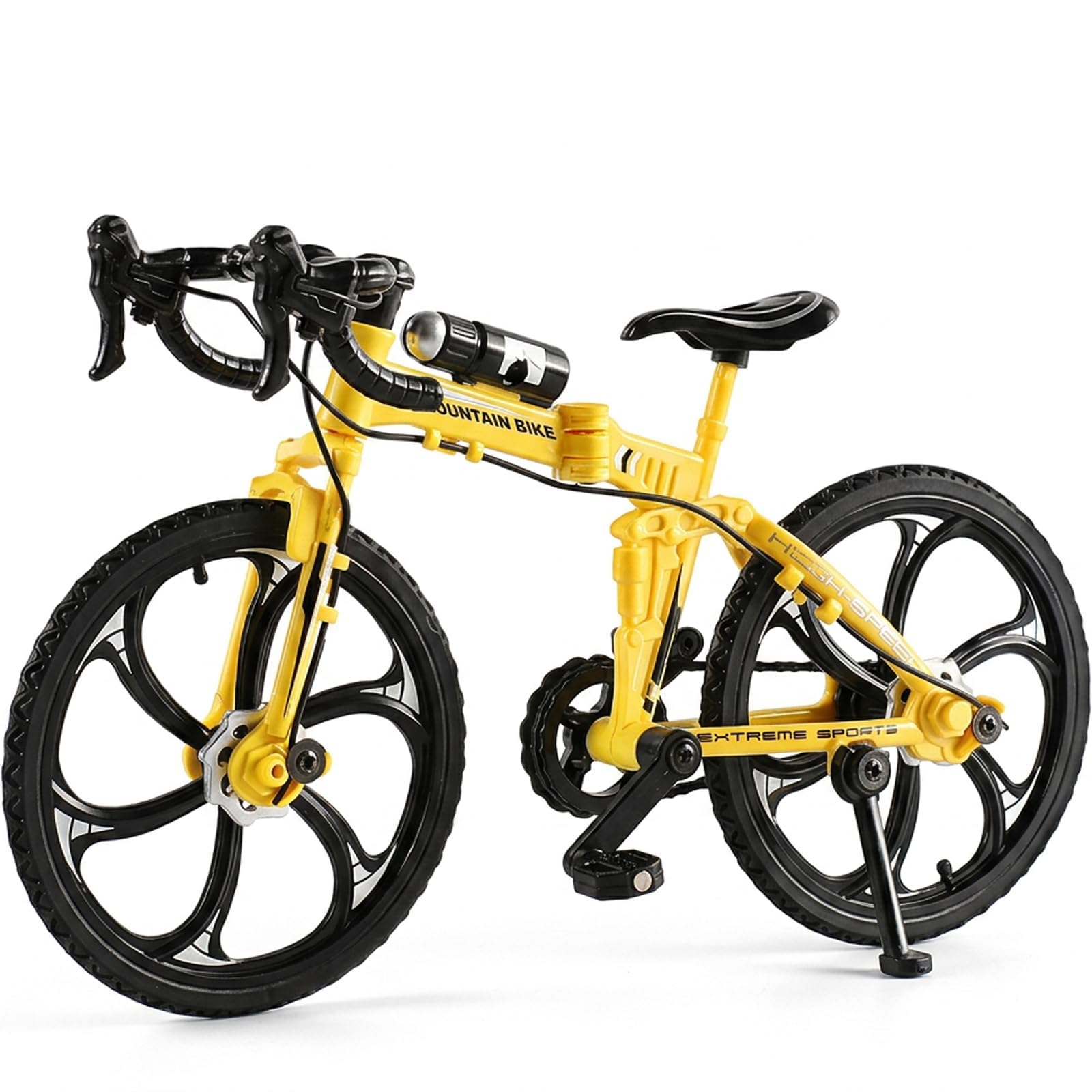 JISRKP 1Pcs Finger Bike, Foldable Finger Mountain Bike for Office Desk Entertainment and, Yellow Finger Bike for Miniature Collections and Fine Motor Skill Development, Compact Foldable Design