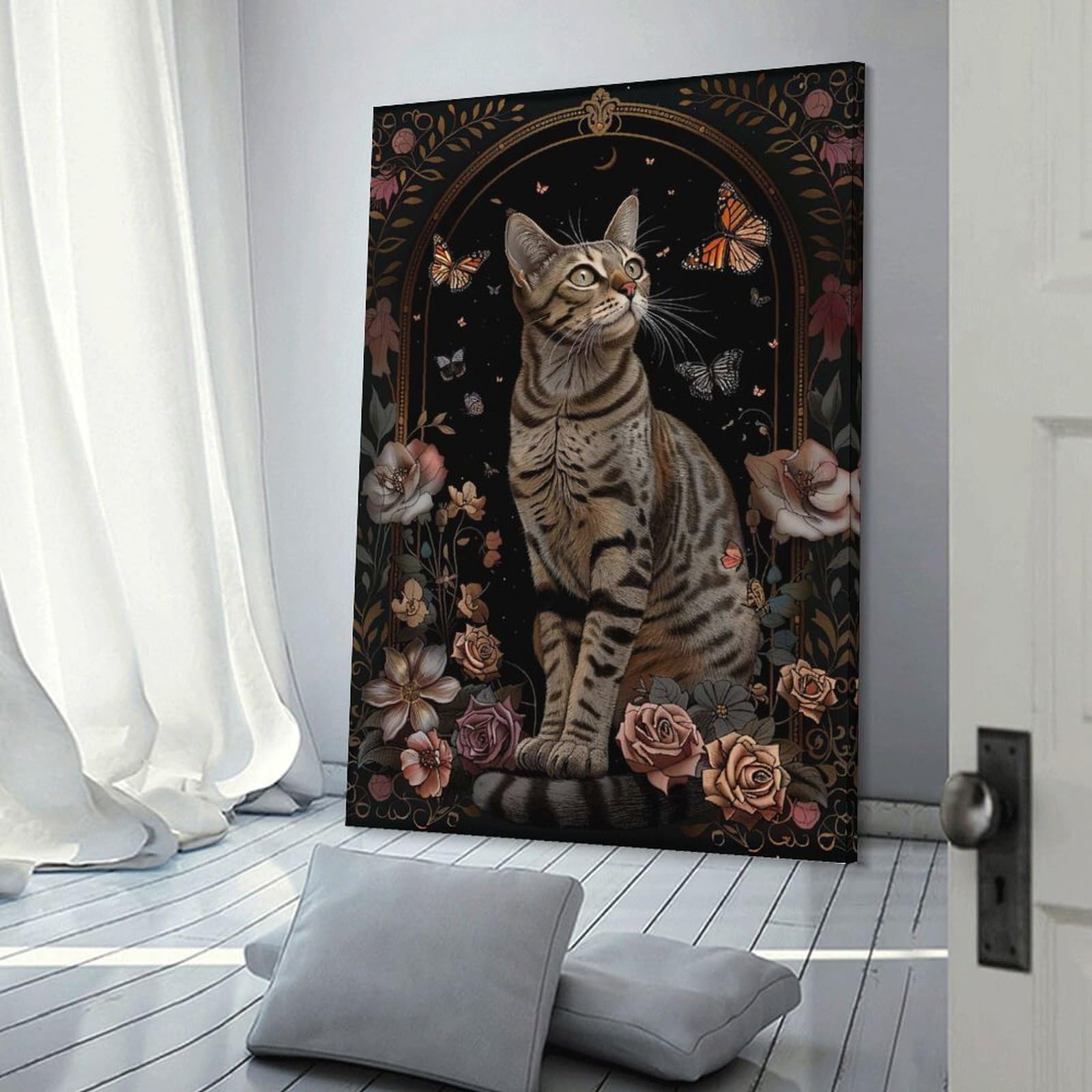 Junmoney Canvas Wall Art Egyptian Mau, 20x30inch(50x75cm), for Corridors, Hallways Or Apartment Entries, Decorative Canvas Styling for Entry Areas