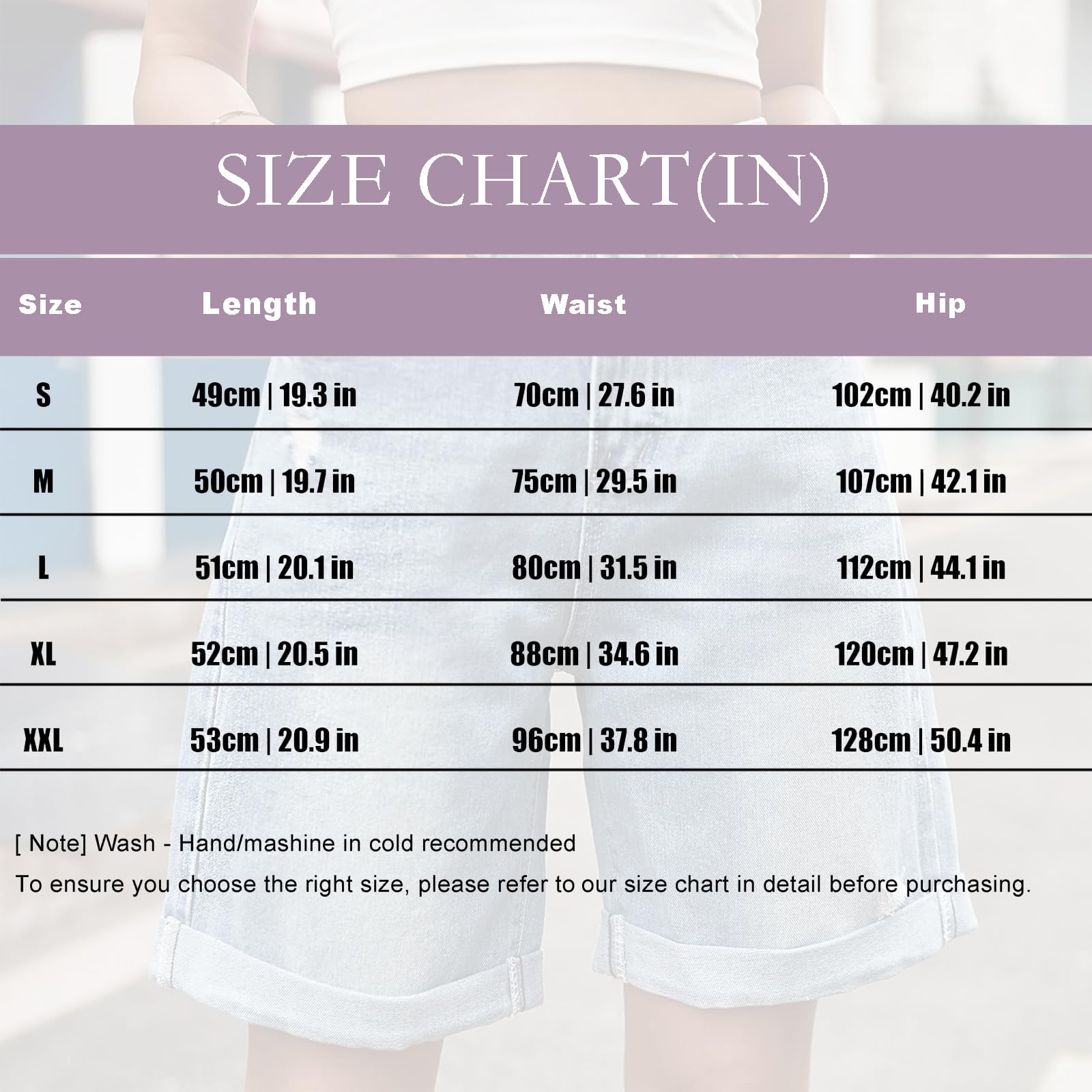 Short in Jeans Donna Bermuda a Vita Alta, Gamba Ampia, Risvolto, Cinque Tasche, Chiusura Bottone Zip, Casual
