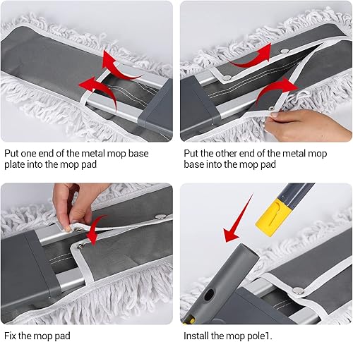 Miniatura 7 de MASTERTOP Trapeador industrial profesional de 36 pulgadas para limpieza de suelos, trapeador comercial en seco y húmedo, grandes trapeadores planos