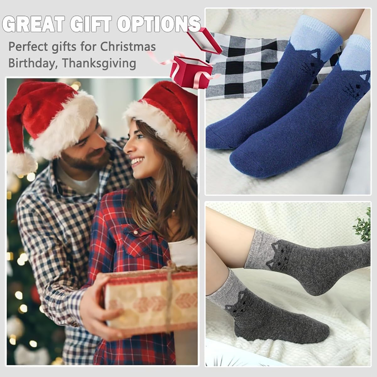 YQHMT Wool Socks for Women Gifts Winter Warm Thick Thermal Vintage Knit Soft Crew Socks Stocking Stuffers, Christmas Gift - Image 2