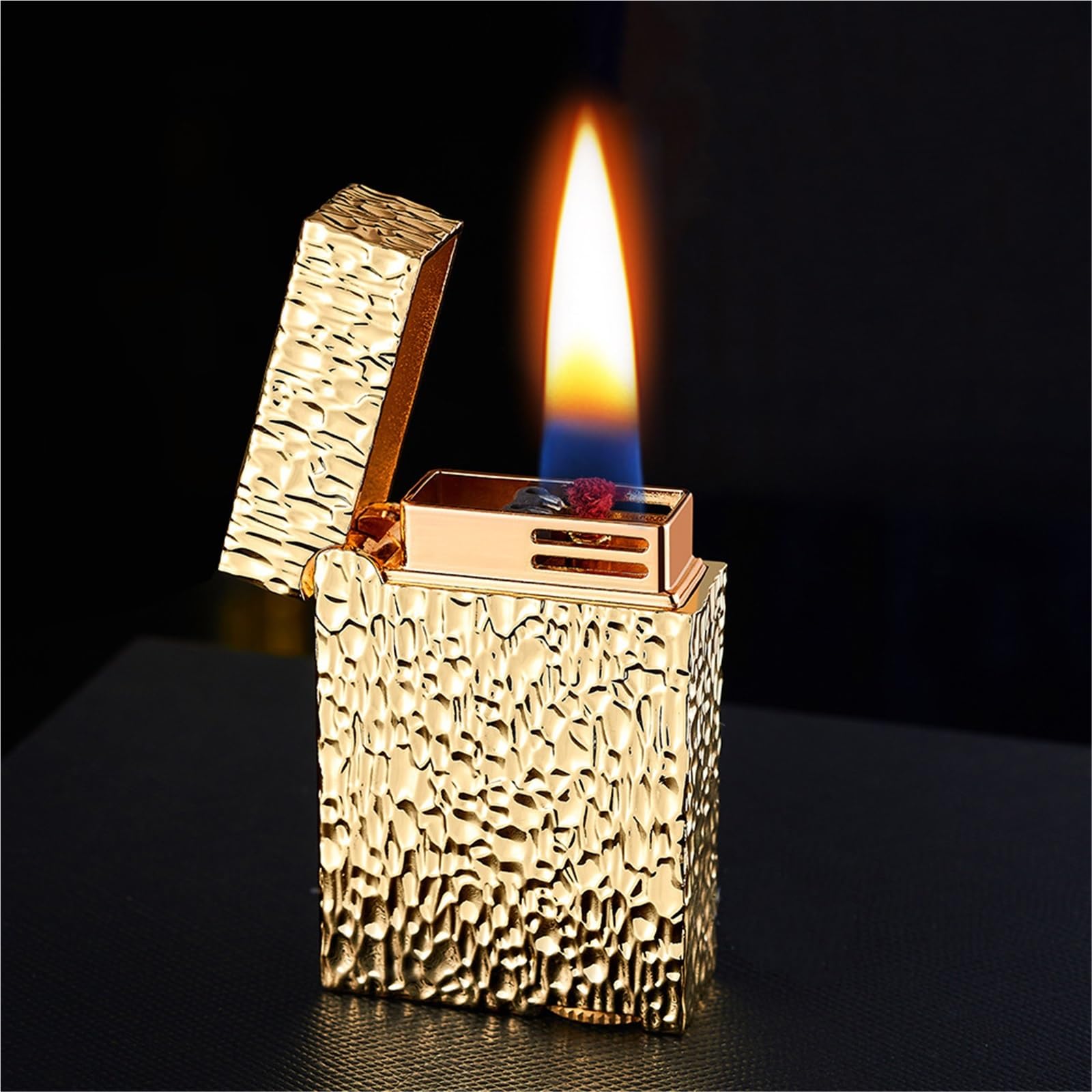 Encendedor de queroseno recargable de metal, solución duradera con llama suave regulable