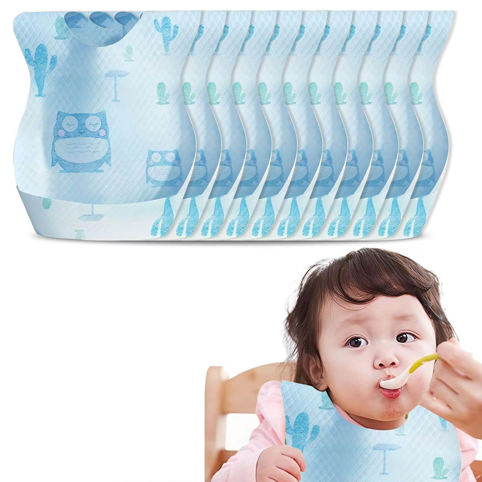 AiQiaoXinBaby Disposable Bibs - Soft, Leak Proof and Convenient, Disposable Bibs Suitable for baby, Feeding, Traveling(10PCS