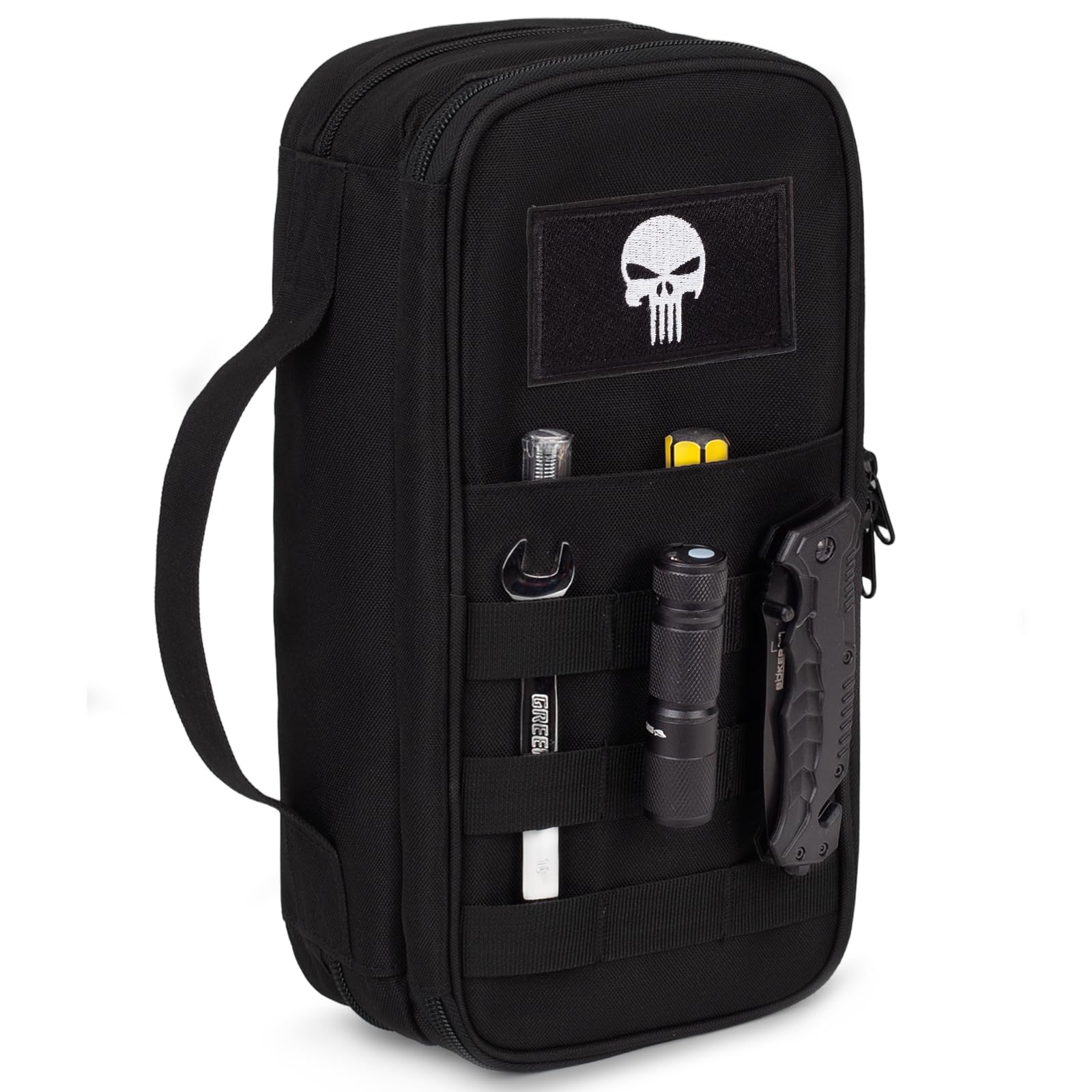 Sac à Outils Tactique pour Homme – Pochette à Large Ouverture, Résistante à l’Eau, Polyvalente avec Poignée Zippée – Boîte à Outils Compacte et Robuste pour Électriciens, Charpentiers et Bricoleurs