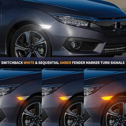 Miniatura 10 de Gempro Carcasa de repuesto de luces de marcador laterales para Honda Civic 2016-2021 Gen Civic Coupe Sedan Hatchback cubierta de lámparas de