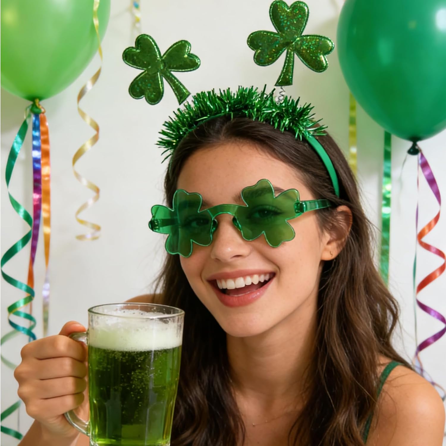 St Patrick's Day Party Favors Set, St. Patricks Day Shamrock Sunglasses,Headbands, St. Patrick's Day Accessories Decorations Supplies
