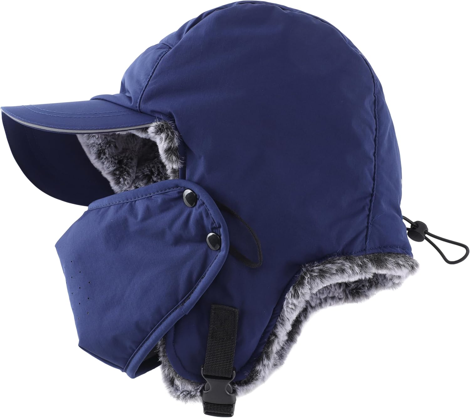 Home Prefer Waterproof Mens Faux Fur Trooper Trapper Hat Hunting Warm Winter Hat with Ear Flaps Visor Face Mask - Image 6