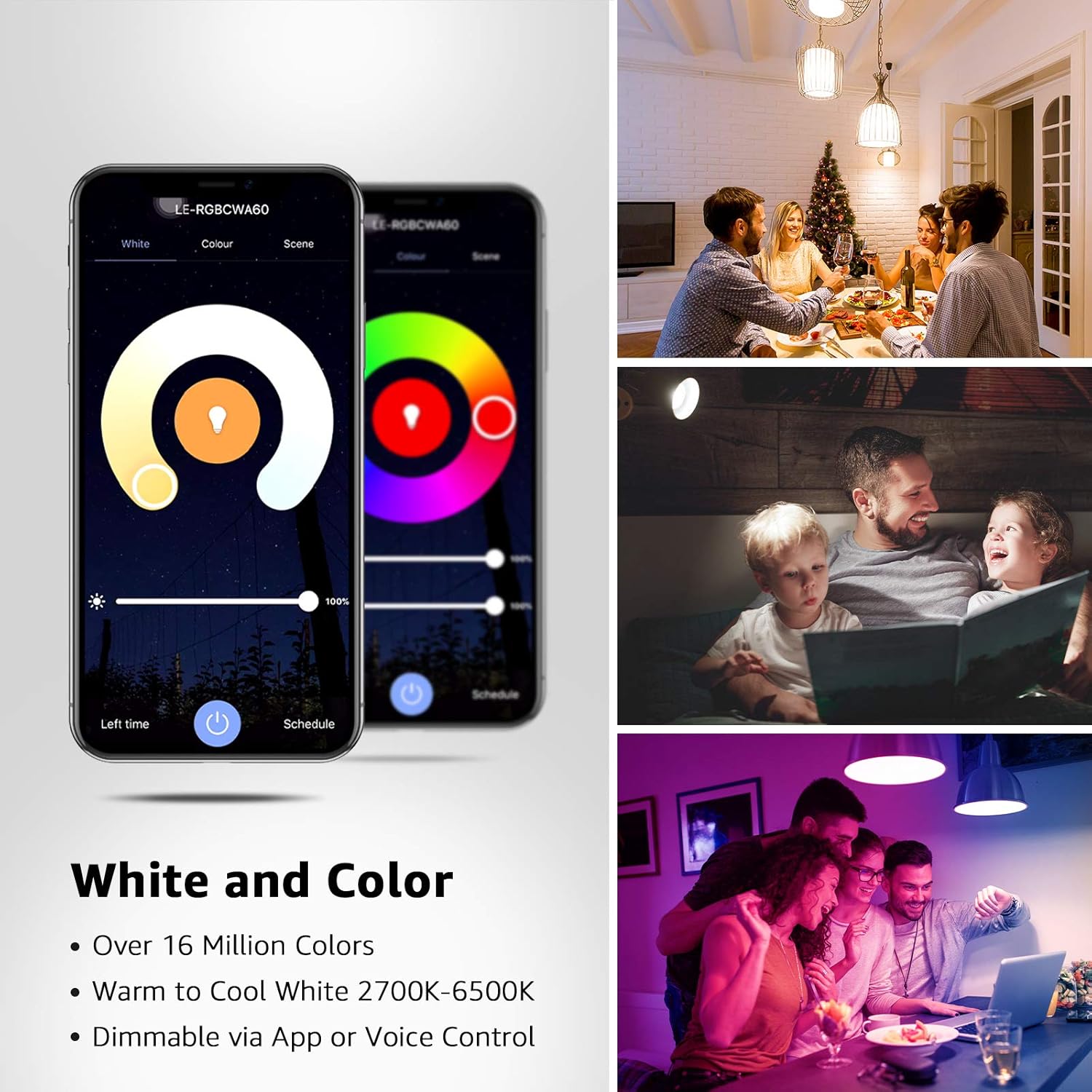 Lepro Smart LED Bulb app interface for white and color control