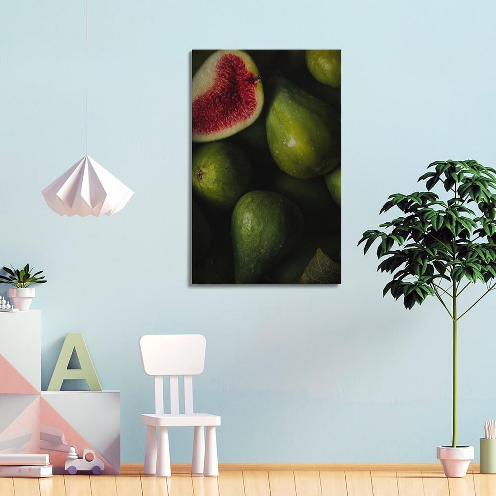 Grüne Feigen, Nahaufnahme, Wandkunst, frisches Obst, Dekoration für Küche und Wohnzimmer, Poster, dekorative Malerei, Leinwand, Wandposter und Kunstdruck, moderne Familienschlafzimmer-Dekoration