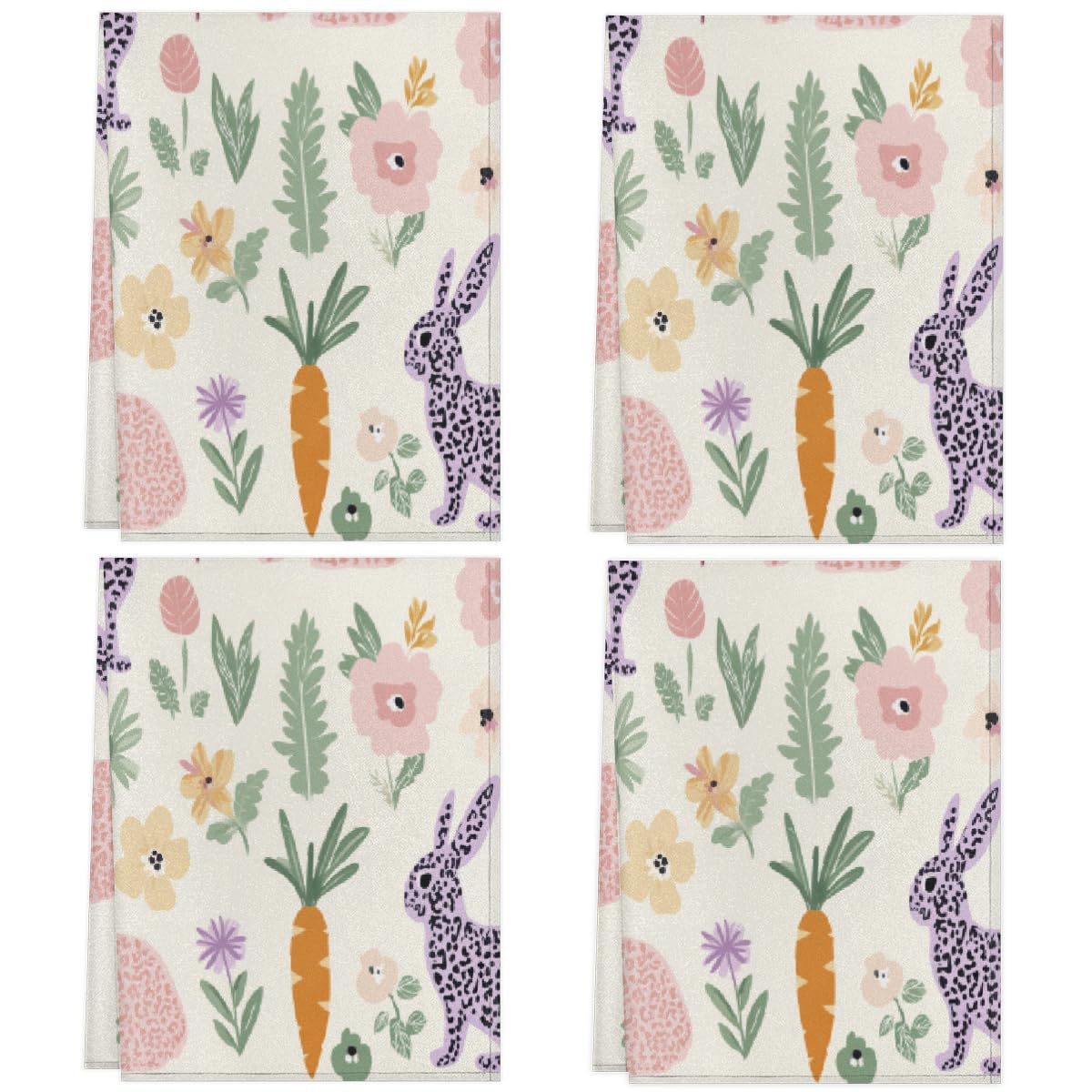 Torchons de cuisine microfibre absorbants et séchage rapide à motif lapin floral 45x72cm