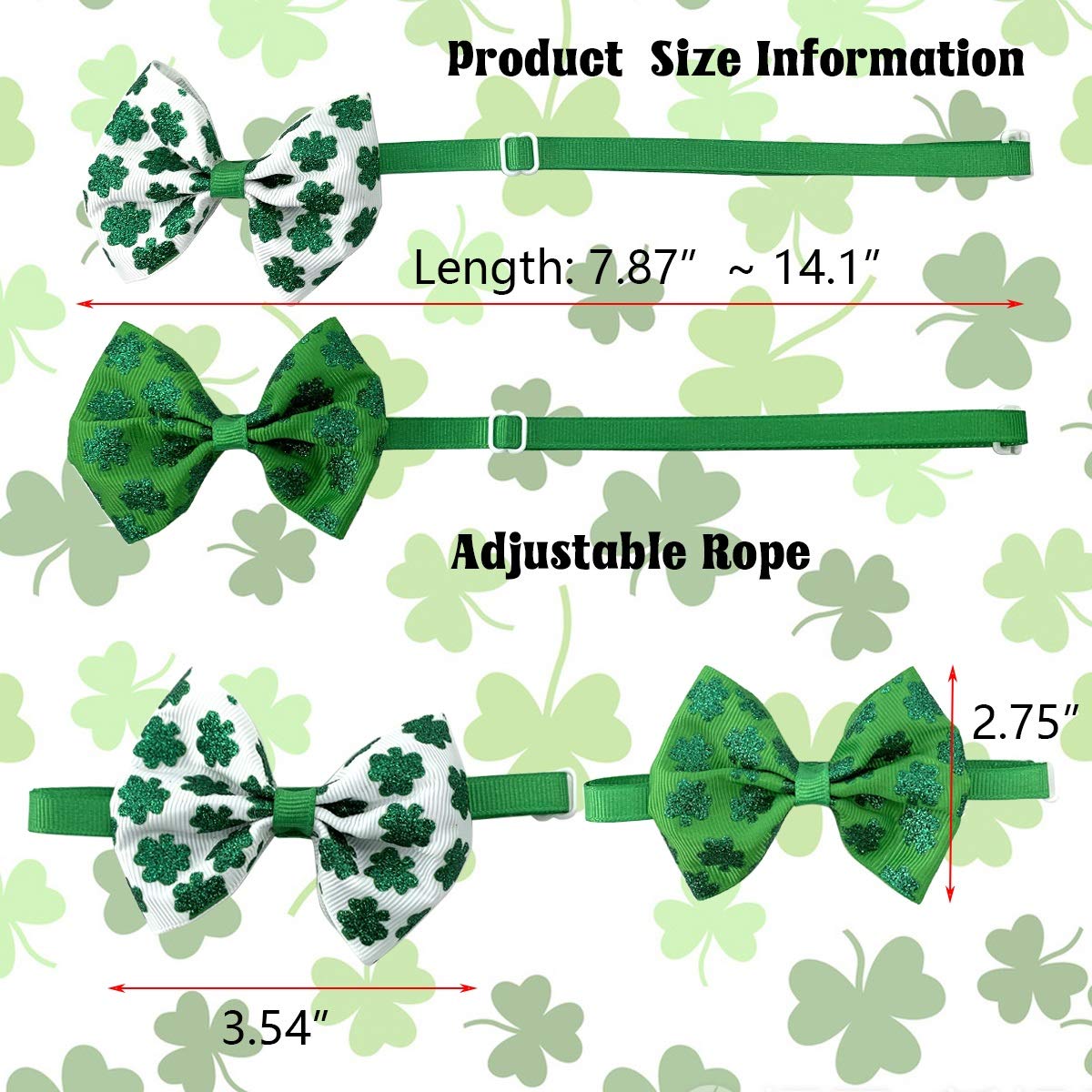 St. Patrick’s Day Hundekostüm – Grüner Hut & 2 Kleeblatt-Fliegenhalsbänder Für Hunde & Katzen