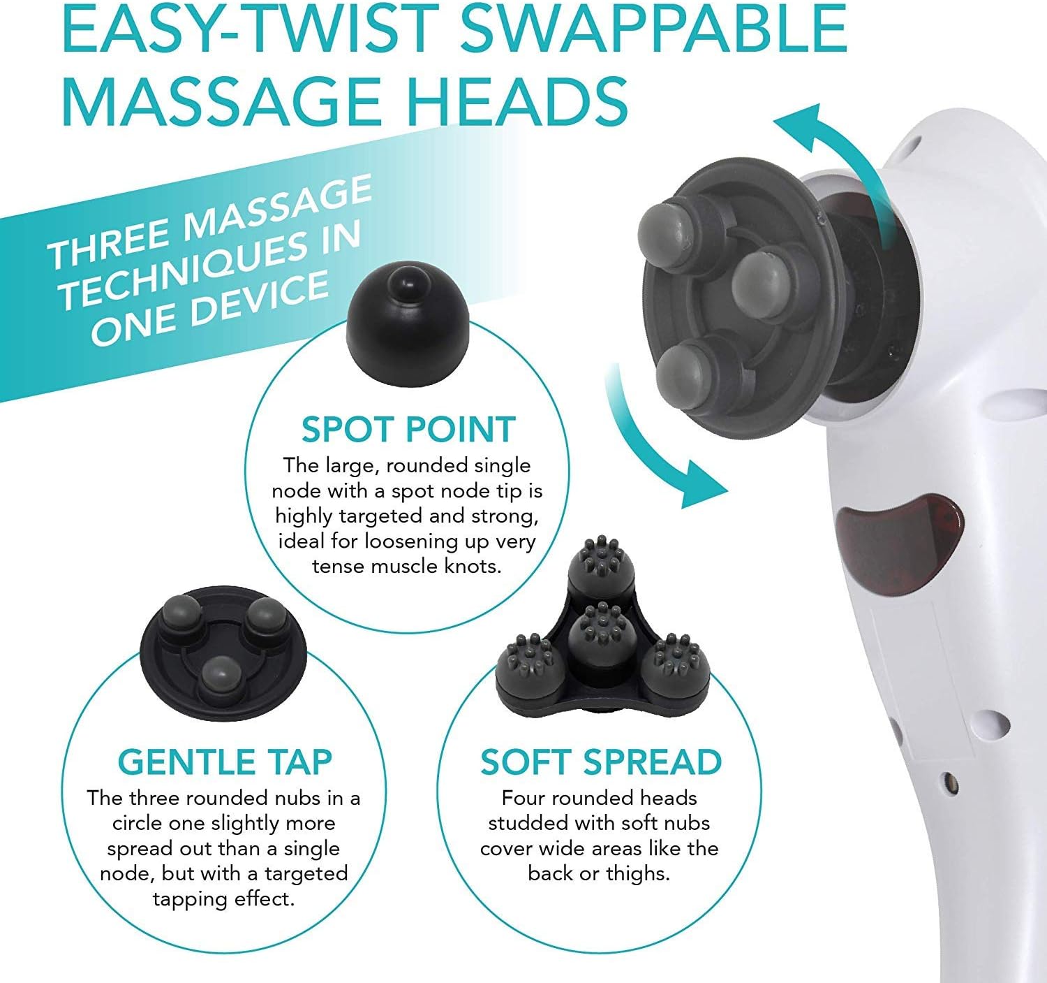 Daiwa Felicity Handheld Back Massager Tapping Pro Cordless Hand Held Percussion Massager for Therapeutic Relief of Sore Muscles - Rechargeable Electric Handheld Neck Massager Machine