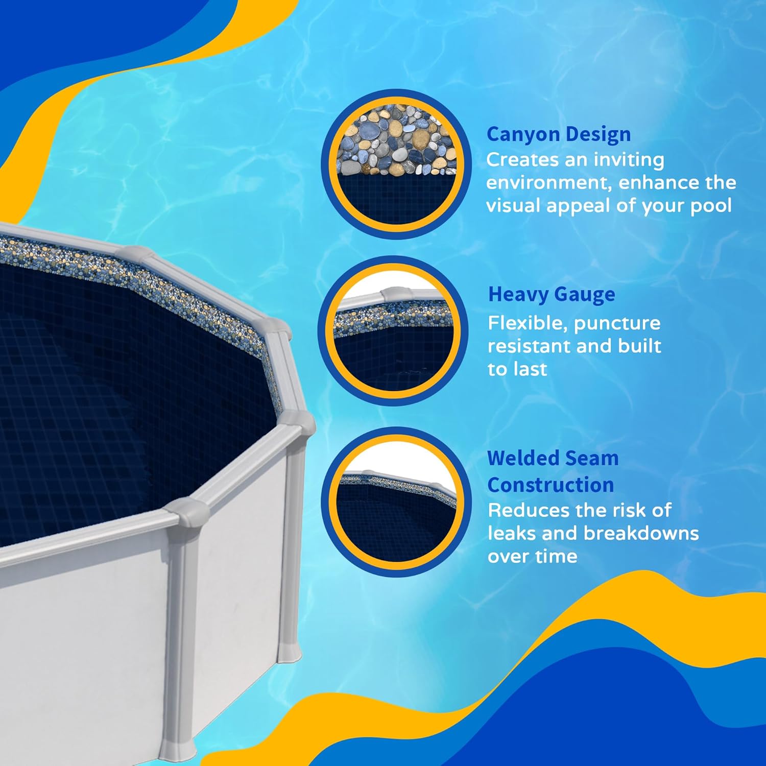 Blue Wave Canyon 24-ft Round Heavy Gauge Overlap Liner - 48/54-in