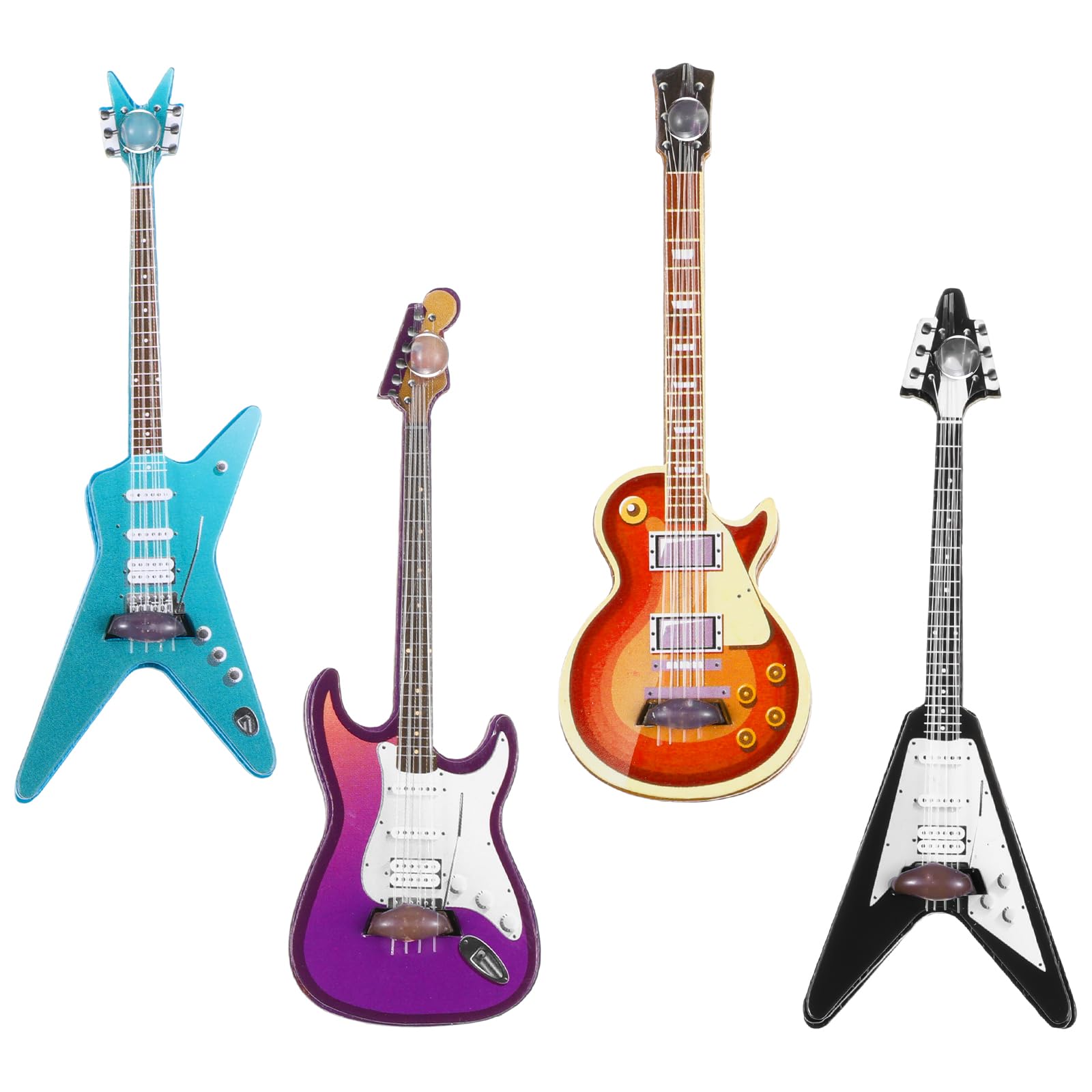 Lot de 4 mini guitares, décorations de simulation de guitare, échelle 1:12 - Les Beatles, Paul McCartney, John Lennon, RIngo Starr, George Harrison Lot de 4 mini guitares, décorations de simulation de guitare, échelle 1:12