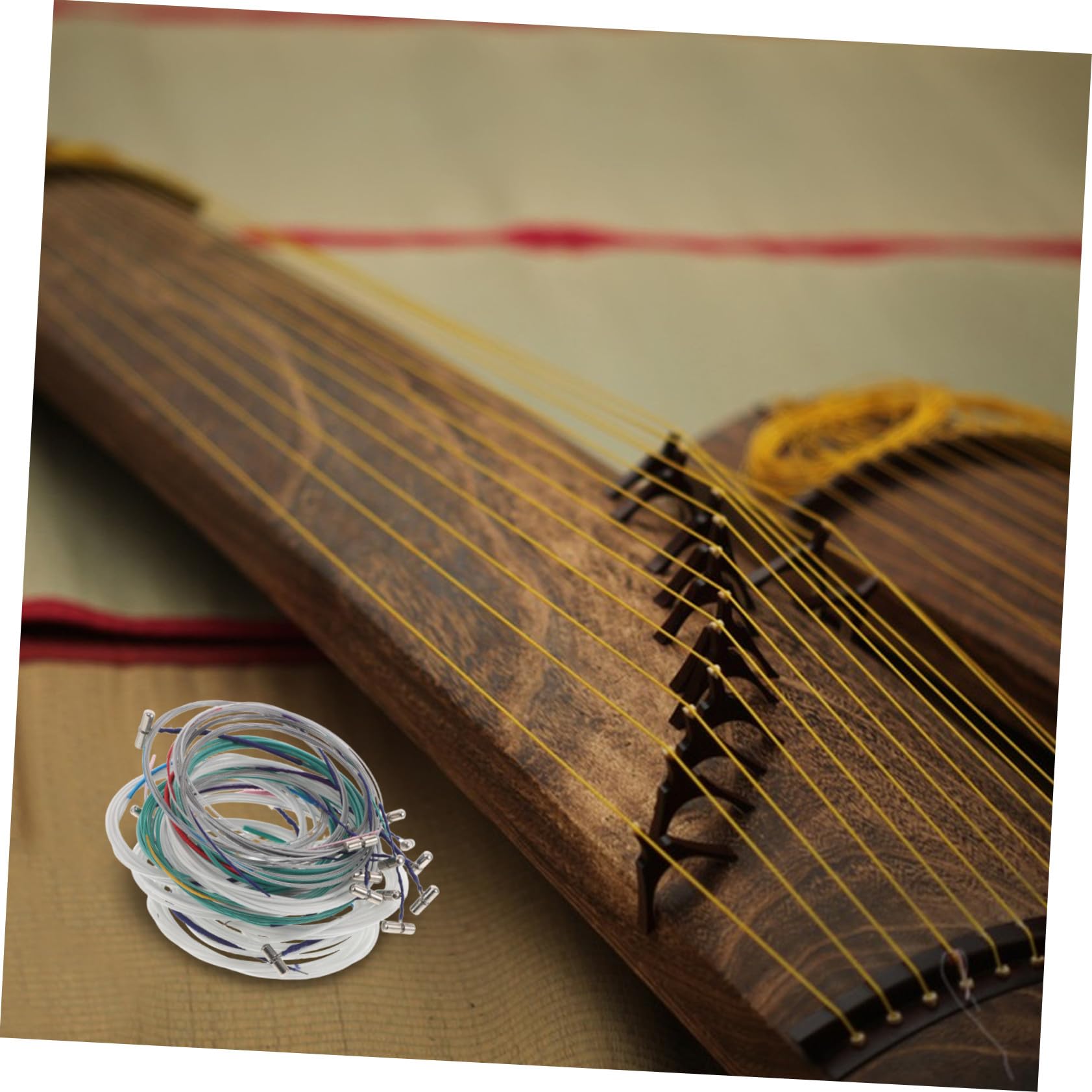 Mikinona 21 Stück Guzheng Nylon Saiten 163cm Allgemein Passend für Anfänger zum Erlernen und Üben Traditioneller Chinesischer Musik