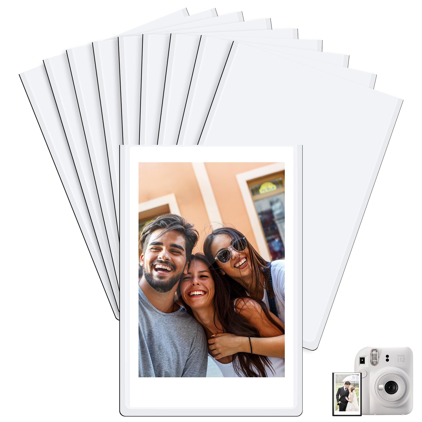 Ainiv 10PCS Magnetic Photo Frames for Instax Mini Film, 3.7x2.5in(9.3x6.3 cm) Picture Frames for Fridge, Personalised Fridge Magnet for Photos, Postcard, Notices, White