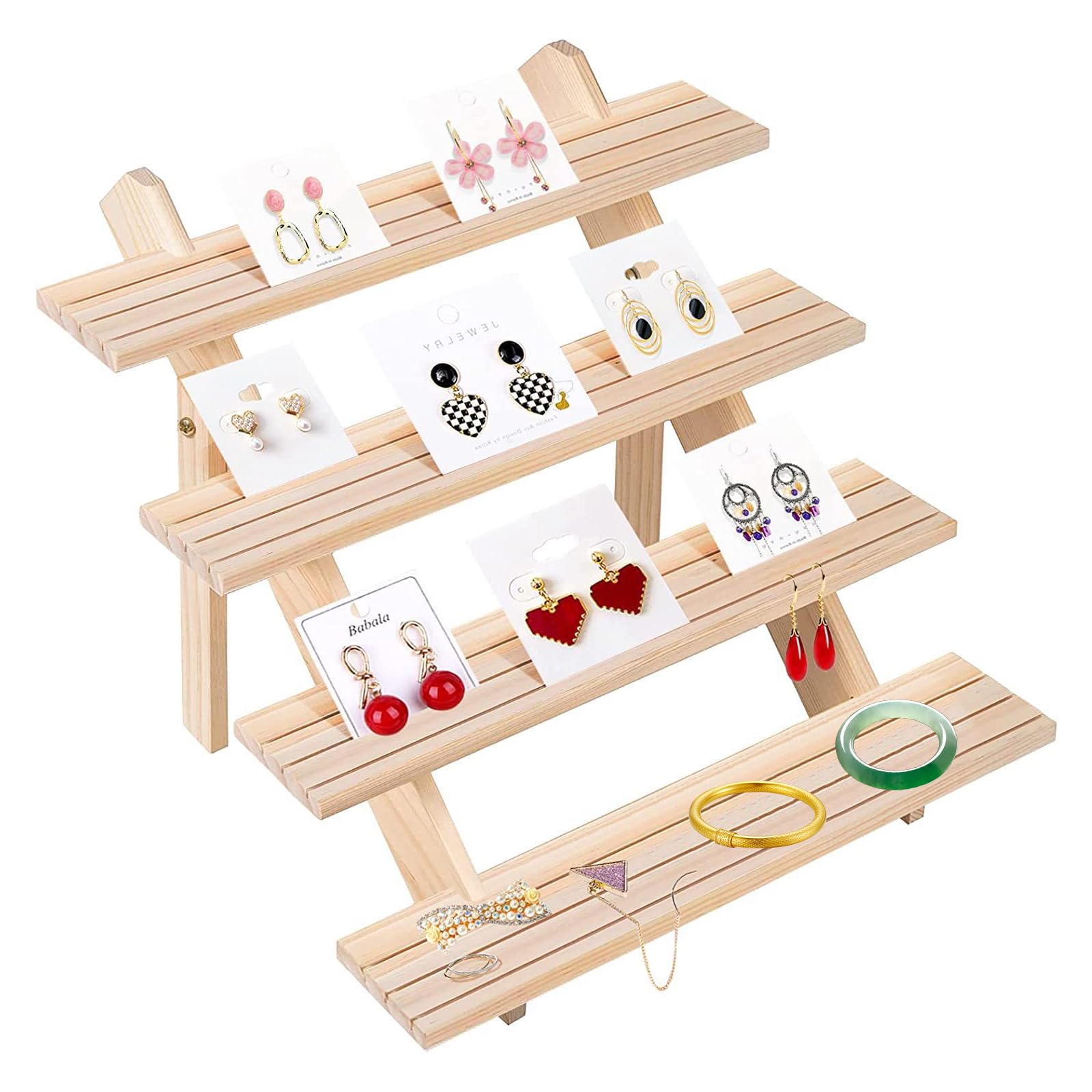 Soporte de exhibición de madera de 4 niveles, elevador de cupcakes, soporte de exhibición de mesa para vendedores, elevadores de madera para exhibir postres, el mejor regalo para decoración