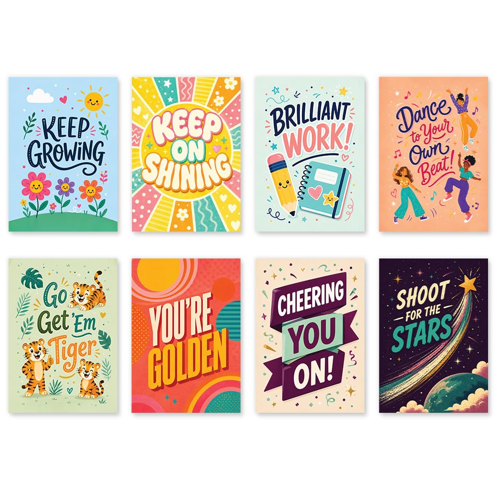 Good Luck Cards Multipack for Students - A6 | Well Done Cards Multipack 24 Pack | Motivational Inspirational Positive Exam New Job College University Friends