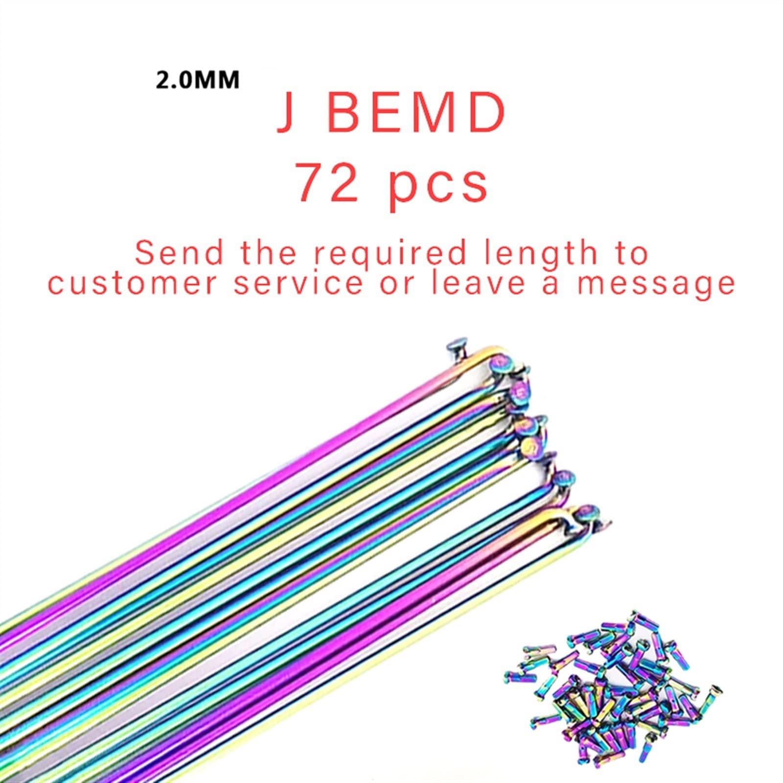 Raggi per Bici, Raggi Rotondi 2.0 J-Bend/Straight Pull Raggi for Bicicletta Colorati Raggi for Bicicletta con Tappi in Ottone Raggi for Mountain Bike 14G(J Bend 72pcs)