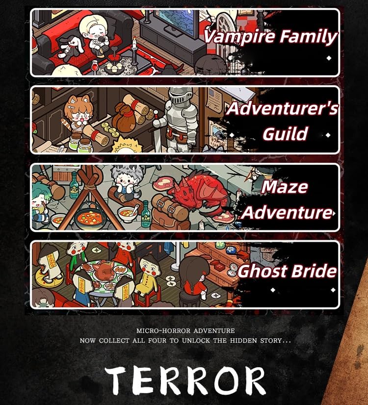 4 Sets 3D Scene Stickers,DIY Mini House Stickers Set for Adults with Tweezers Make Your Own Adventures Room Sticker Scene Therapy for Adults Relief Stress Pass The Time Gift Micro-Terror Cabin - Image 4