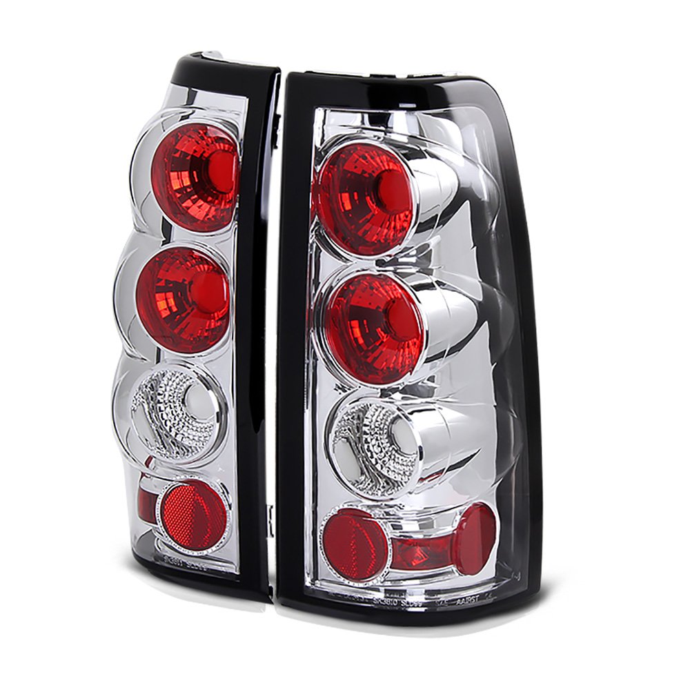 VIPMOTOZ Altezza Euro Style Tail Light Lamp For 1999-2002 Chevy Silverado & 1999-2006 GMC Sierra 1500 2500 3500 - Metallic Chrome Housing, Driver and Passenger Side