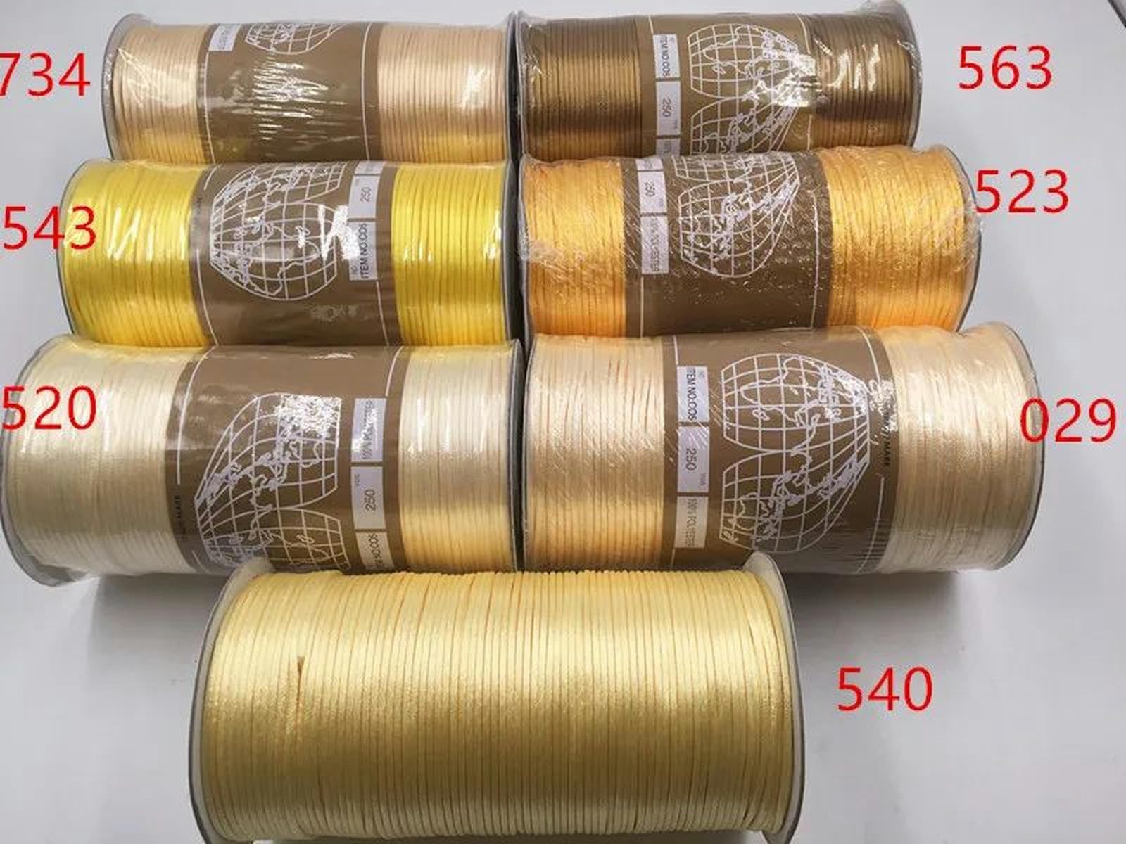 2 mm 10-225 metros/rollo Nudo chino Cordón de satén Trenzado Seda Macramé Cuerda Hilo Alambre DIY Pulseras Fabricación Hallazgos Abalorios-Rojo azul 374-250 yardas rollo