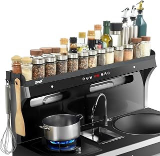 OTraki 2 Niveles Estante Magnético para Especias,Organizador Magnético Móvil con 2 Tapetes Antideslizantes,Organizador De Condimentos Y 4 Ganchos para La Cocina y Almacenar en la Cocina