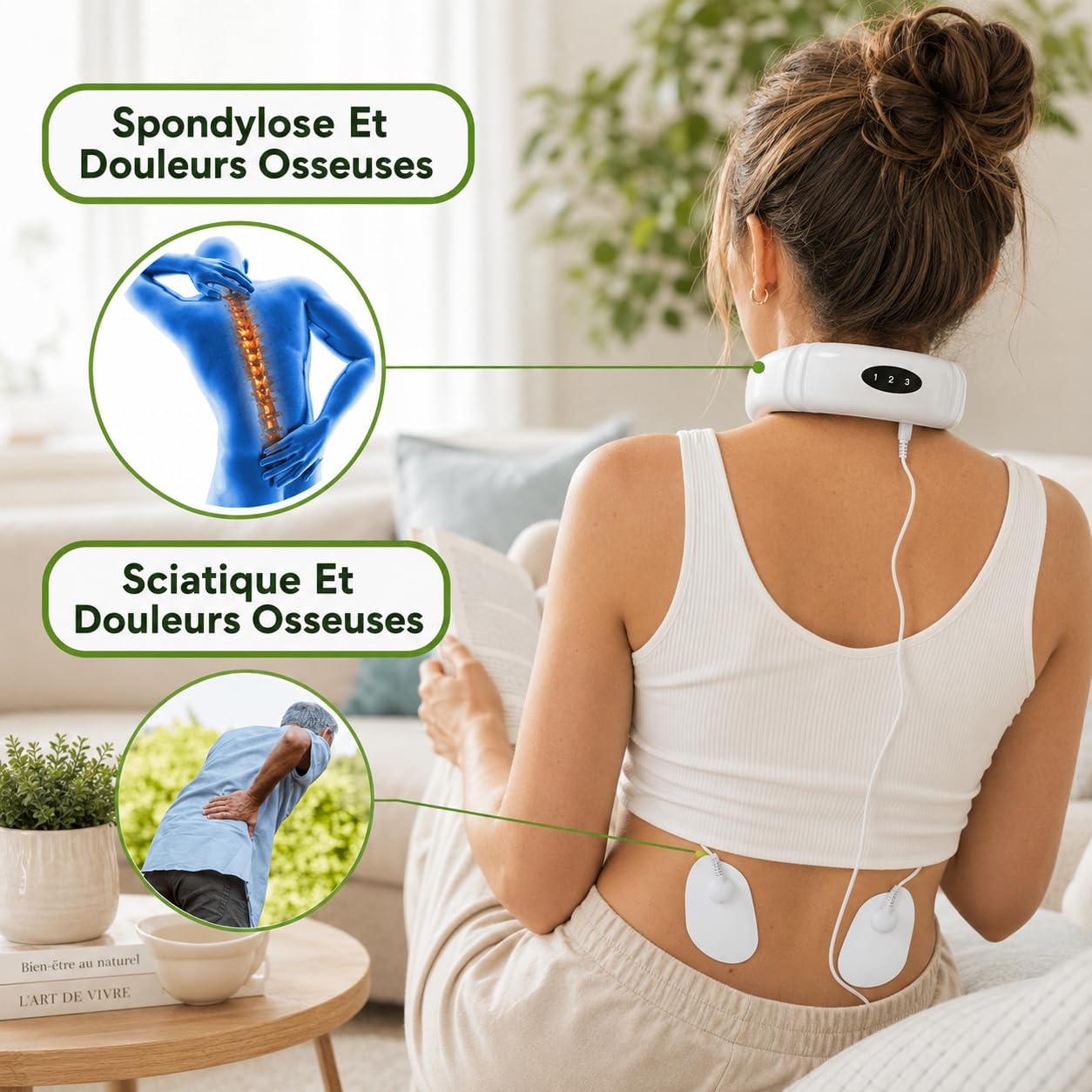 MASSEUR Masseur Cervical Électrique Chauffant, Appareil de Massage Cervical Rechargeable USB, 6 Modes et Intensité Réglable, pour Cou et Épaules, Maison Bureau Voyage