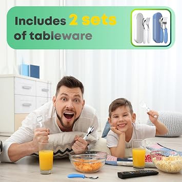 Toddler Utensils, Toddler Forks and Spoons, Baby Stainless Steel Silverware Set with Storage Box for Self Feeding Safe, Dishwasher Safe (2 Set with Case)