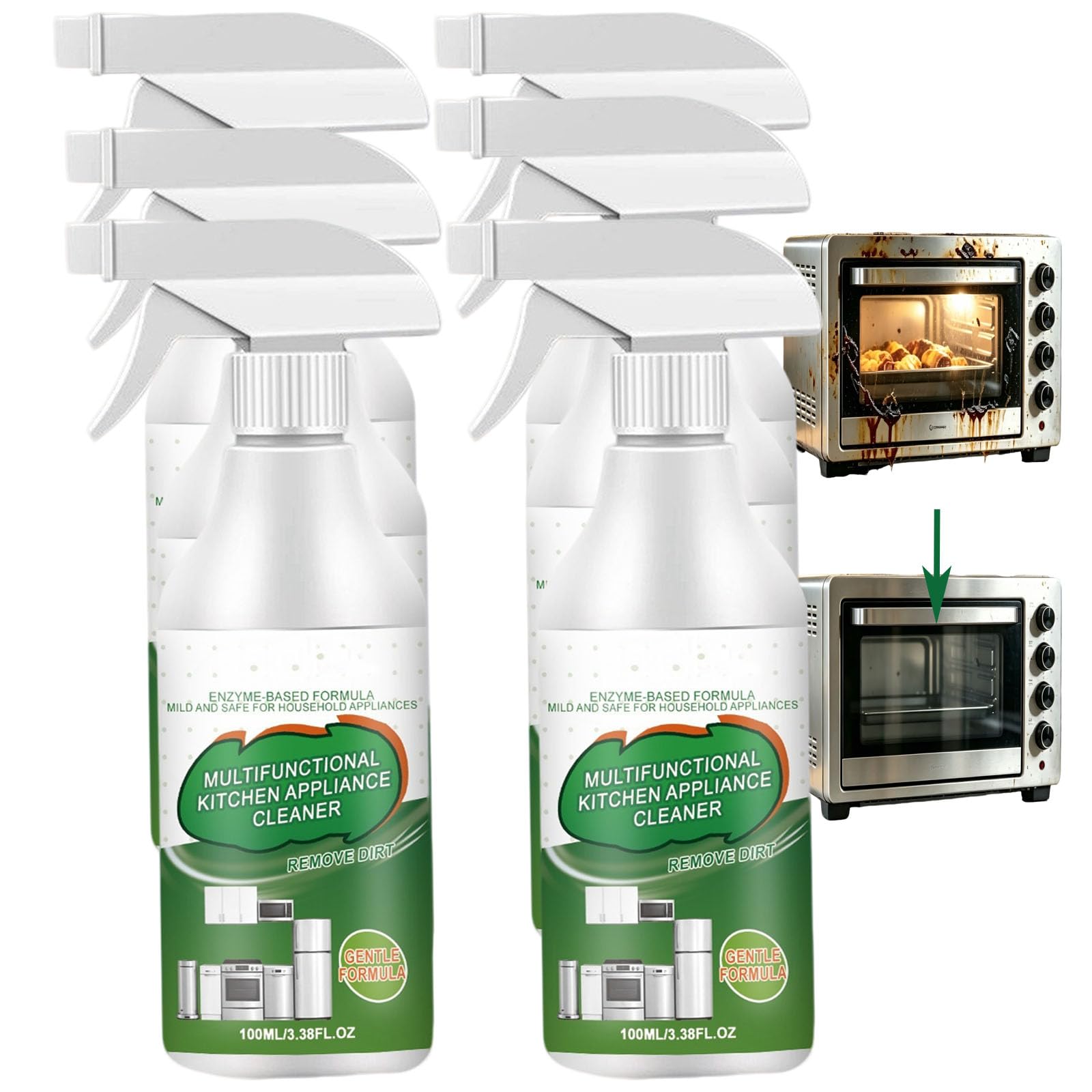 Potente spray desengrasante de cocina, limpia y brilla superficies de utensilios de cocina, desengrasante de espuma multiusos, adecuado para hornos, microondas y otros electrodomésticos de cocina (6