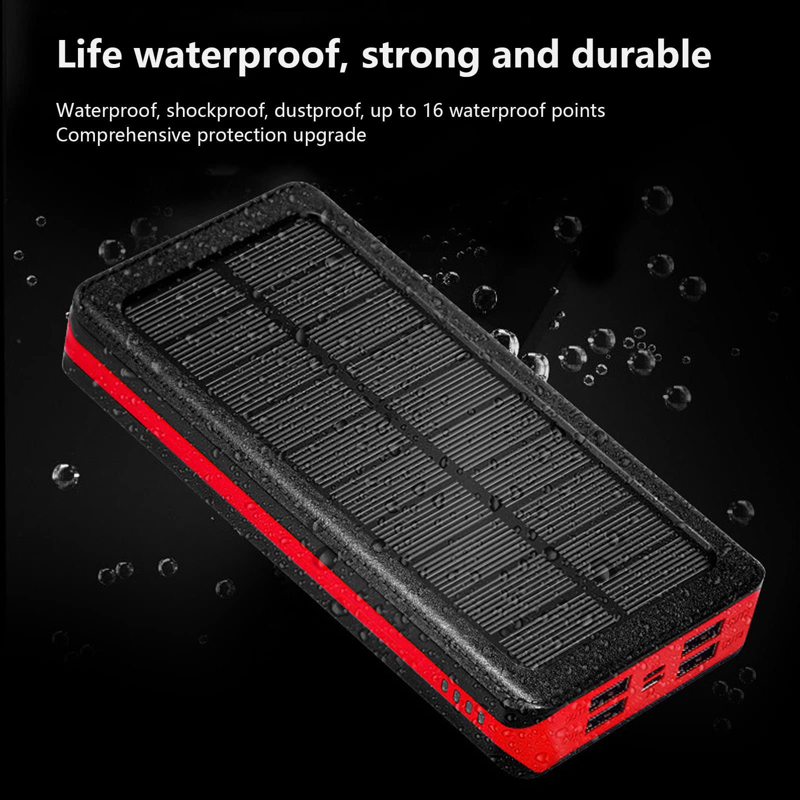 Power Bank Solare A LED, Caricabatterie For Telefono Di Grande Capacità Da 30000 MAh, Stazione Di Energia Solare Portatile Con 4 Porte USB, Power Bank A Ricarica Rapida
