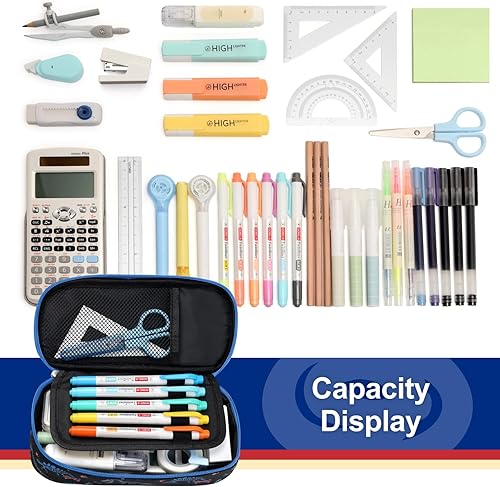 Miniatura 4 de Bagseri Estuche para lápices para niños, bonito estuche para niños, organizador de gran capacidad para suministros de oficina escolar, bolsa para