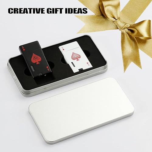 Miniatura 6 de Ace - Encendedor clásico de butano, encendedor de tarjetas recargable con doble llama de chorro y ventana visible, regalo ideal para hombres y