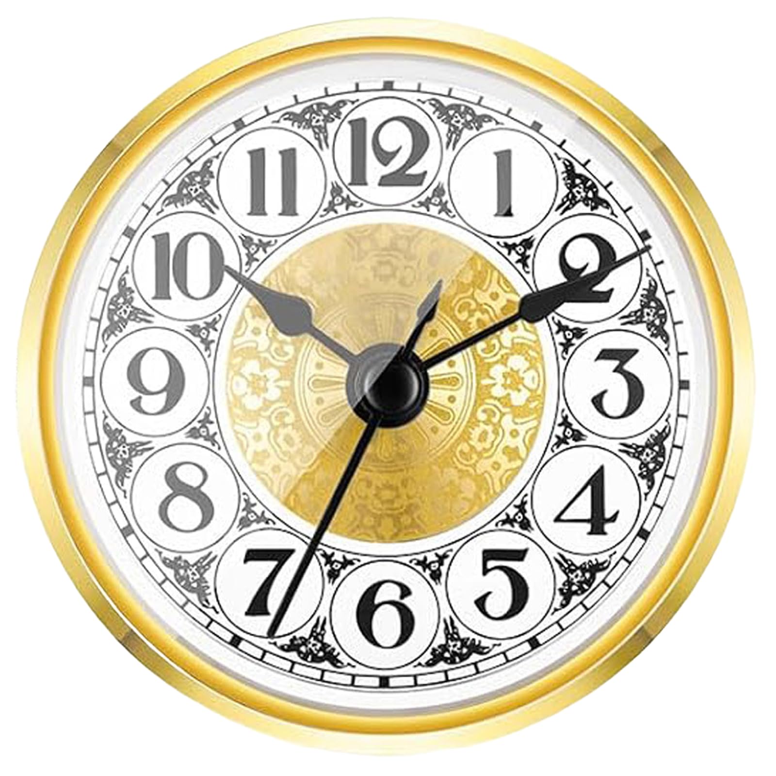 Buxuaaaa 70/80 / 90mm Clock Insert, Gold/Silver Detailing, Roman/Arabic Numerals for Clock Creation Quiet Roman Numerals