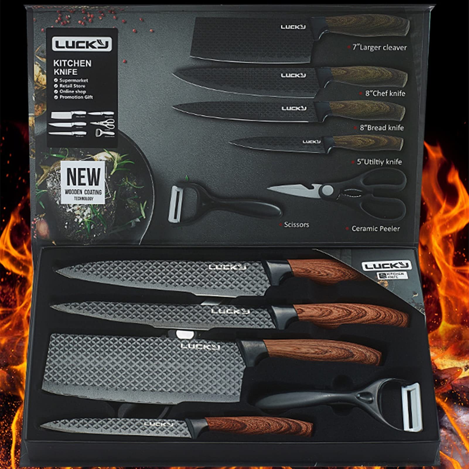 Kitchen Knife Forged Kitchen Knives 6 Pcs Set Handmade Stainless
