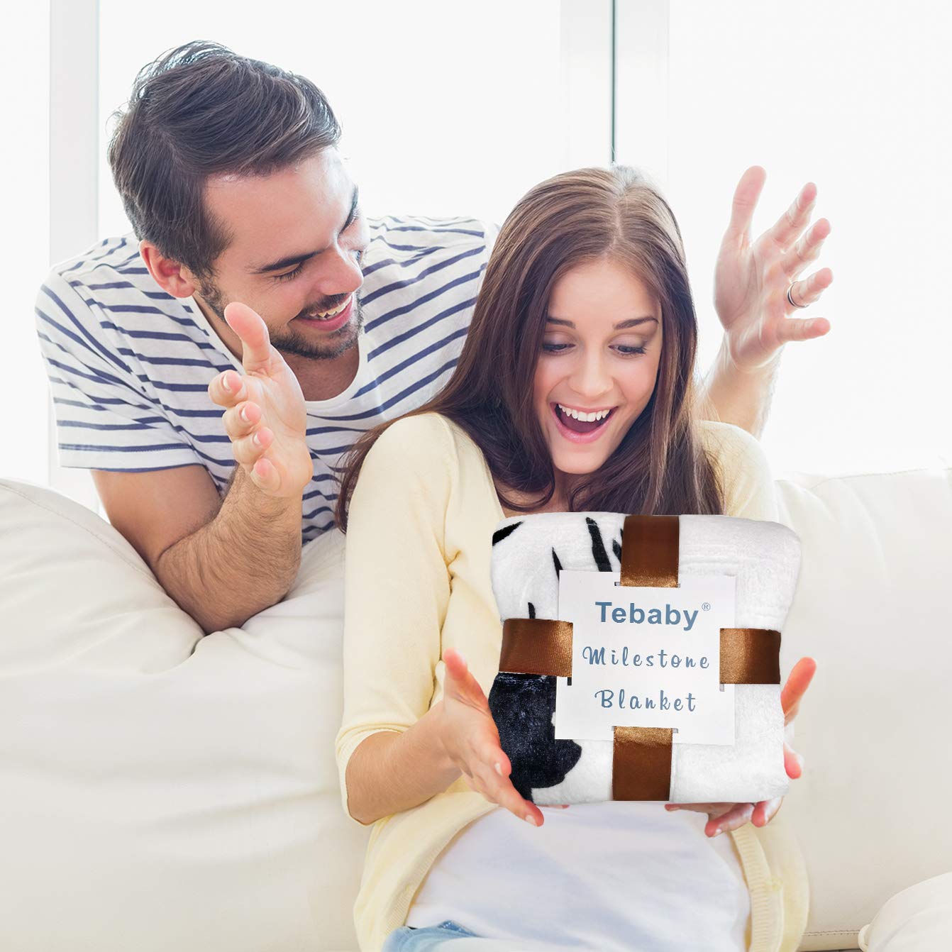 Manta mensual para bebé – Manta para recién nacido, unisex, neutral, personalizada, regalo de ducha, cornamentas de ciervos, decoración de guardería, fondo de fotografía con marco grande de 128 x 100