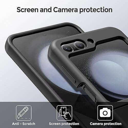 Miniatura 5 de Funda para Samsung Galaxy Z Flip 5 Funda de silicona líquida de doble capa híbrida de PC duro de silicona suave de gel de silicona para Samsung