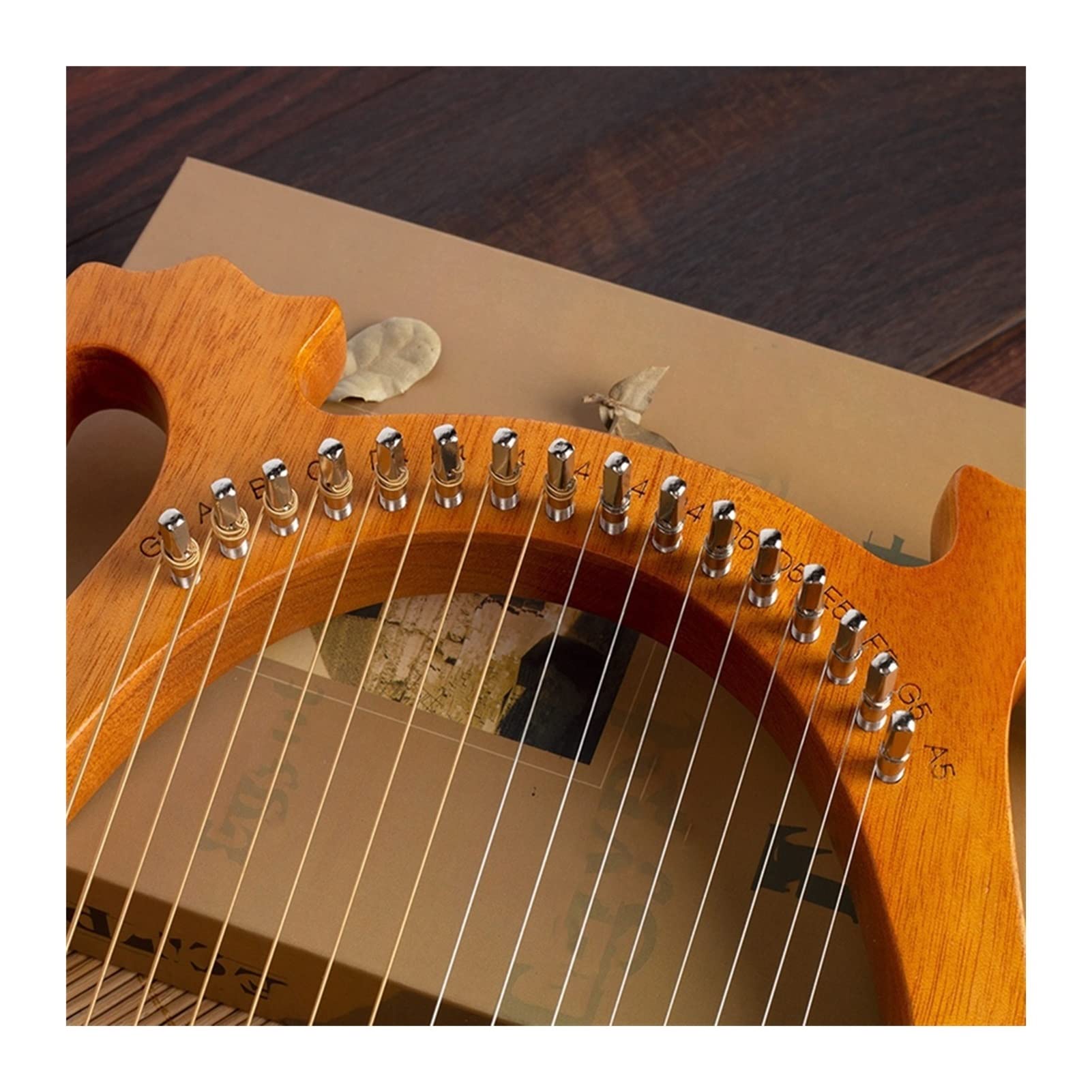 FLFL Tragbare Harfe 16 Holzsaite Harfe Massivholz Mahagoni Lyre Harfe Mit Tuning-Schraubenschlüssel Für Musikliebhaber Anfänger
