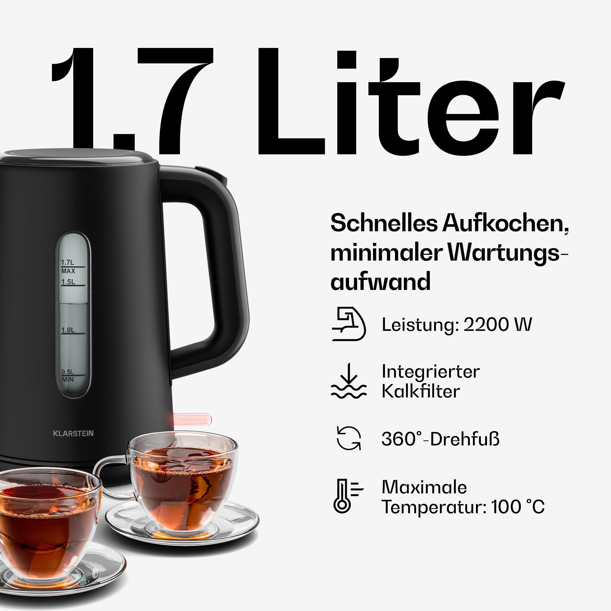 Klarstein Velaire Frühstücksset Toaster 2 Scheiben Wasserkocher 1,7L Filterkaffeemaschine 10 Tassen
