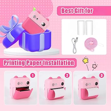 Kids Camera Instant Print,Suitable for Birthdays for Children Aged 3-10,1080P HD Digital Child Printable Camera,Portable Toys for Kids