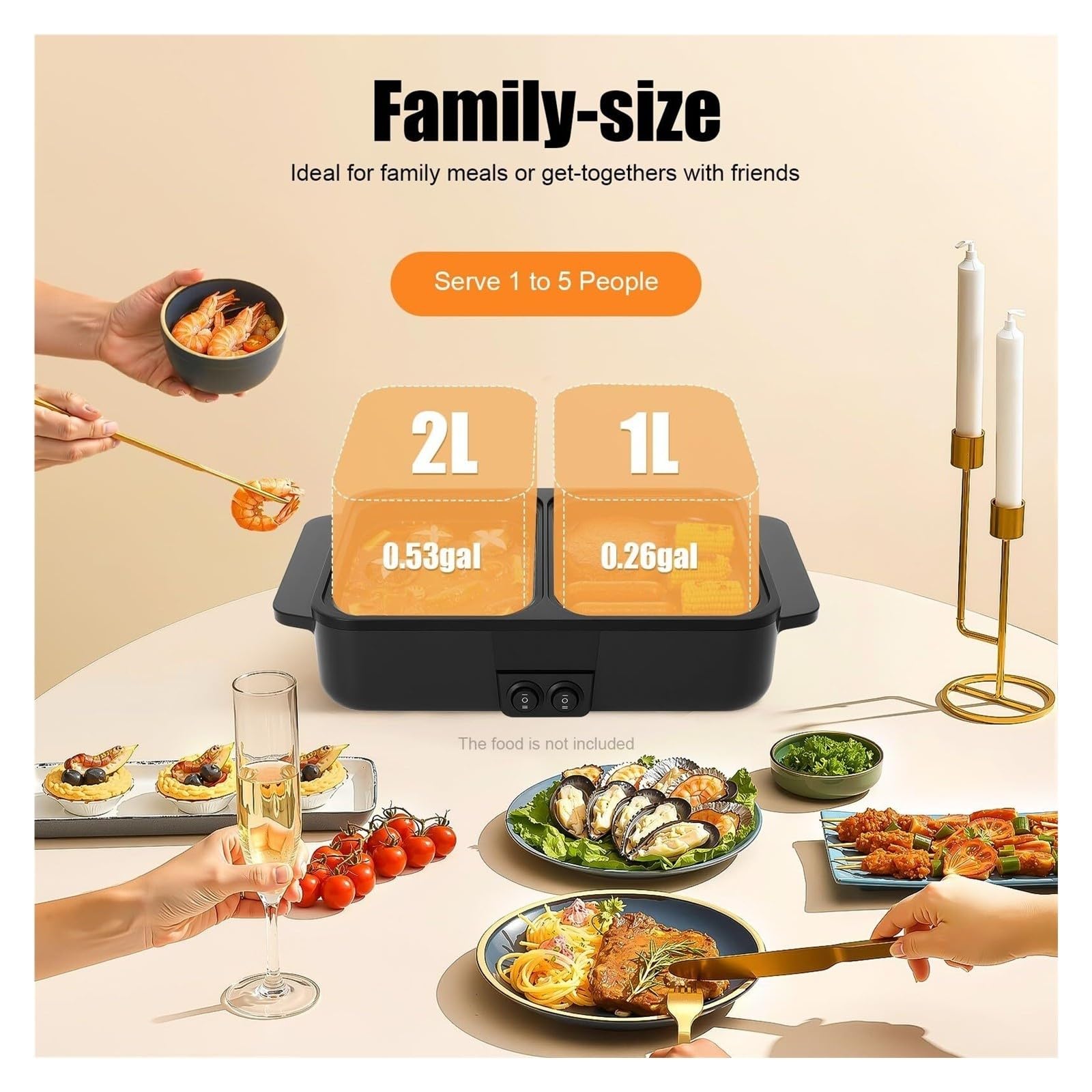 Pentola e piastra Shabu Shabu antiaderenti for interni 2 in 1