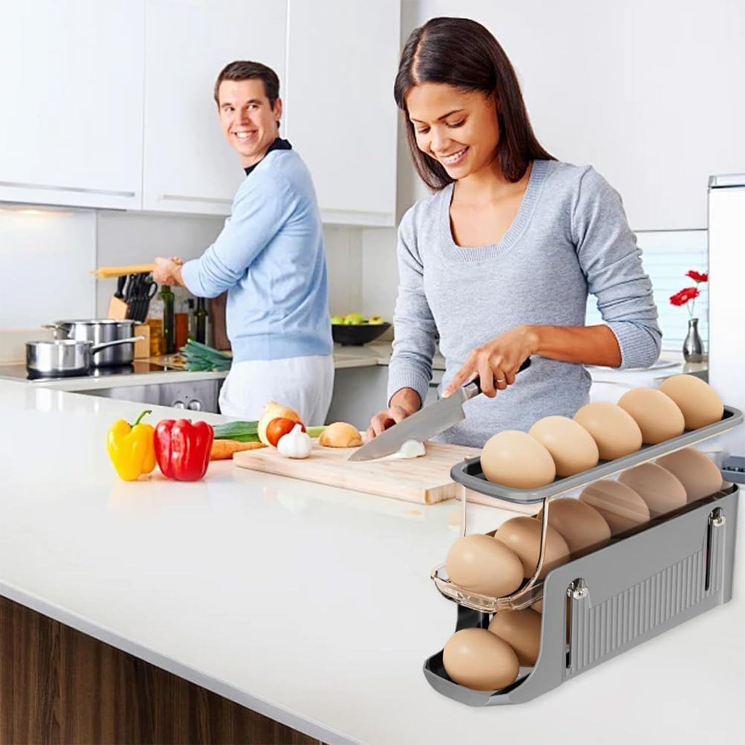 Porte-œufs Rotatif En Fil Métallique Noir - 19,5x19,5x36 Cm - Grande Capacité, Pour Comptoir De Cuisine Ou Café - 13