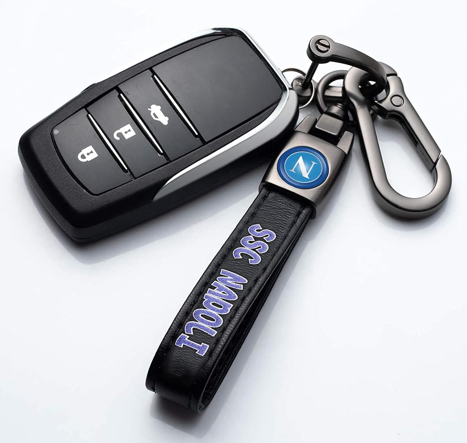 Genuine Leather Car Keychain for Napoli UEFA UCL Fans Key Chain for Men and Women Family Present Key Ring Accessories image 5