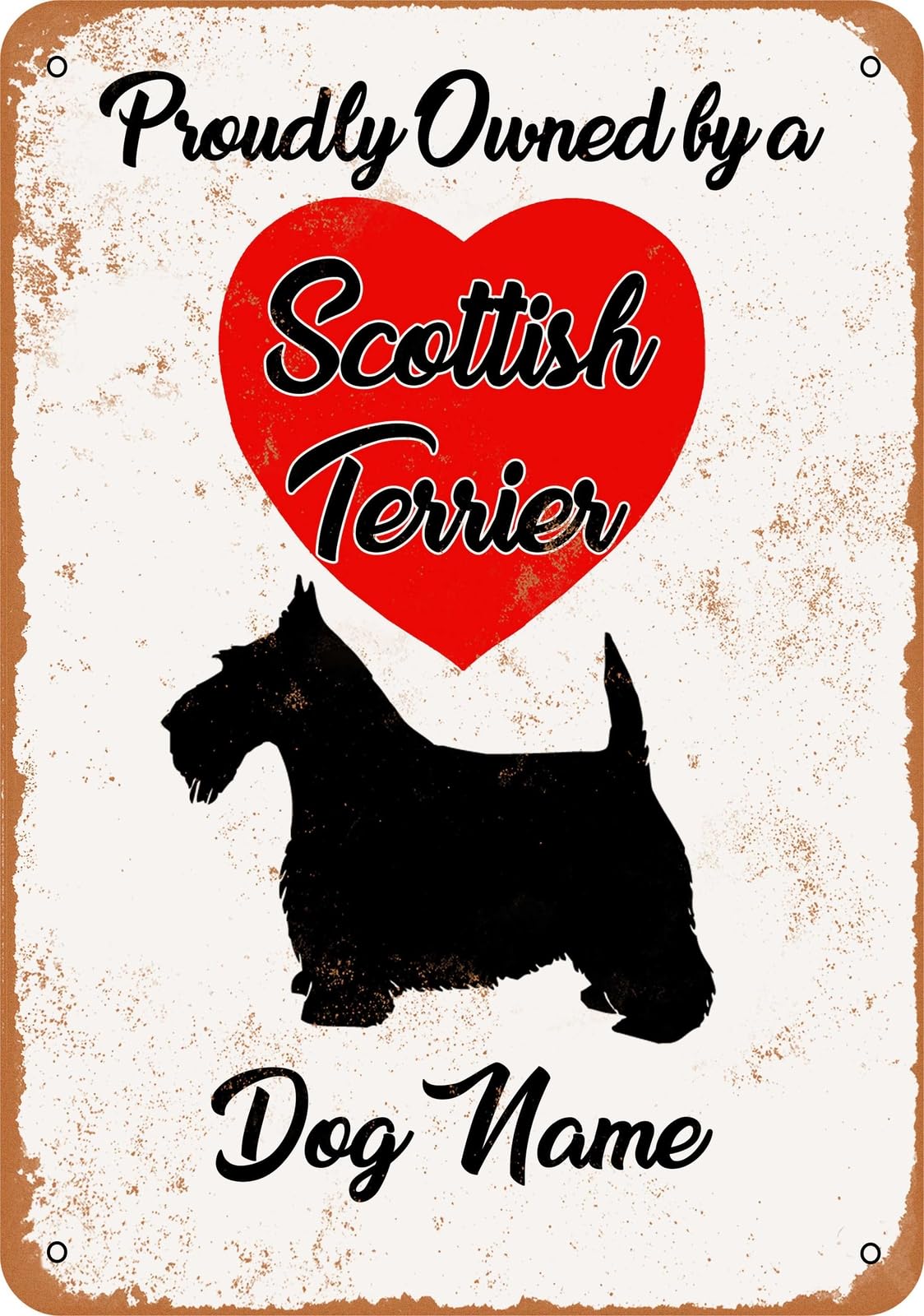 Miaomansenstore Metal Sign - Custom Dog Name - Scottish Terrier 2 - Vintage Look Home Decor