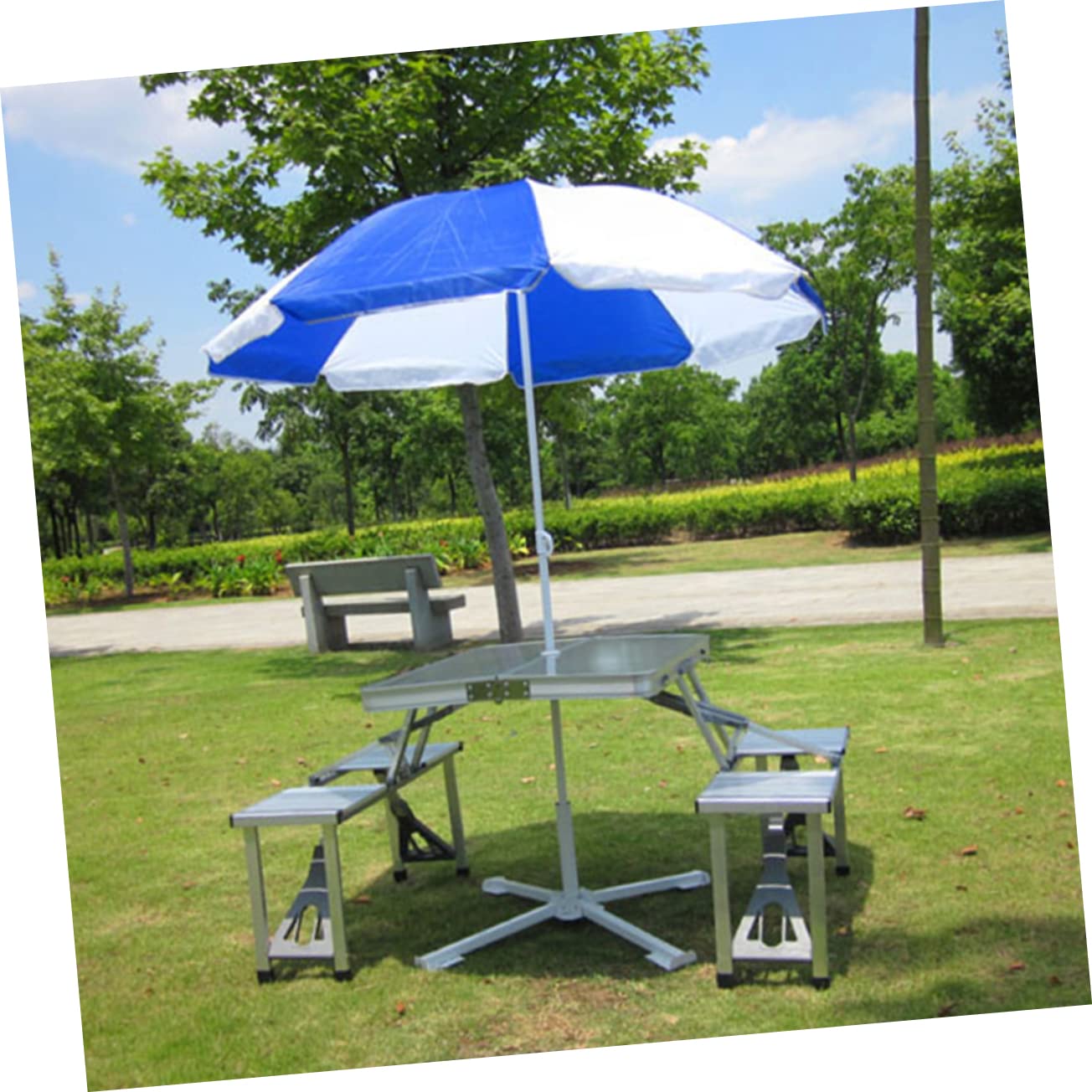 Wytrzymały przenośny stojak na parasol plażowy – składany uchwyt na parasol z 4-nogowym podparciem krzyżowym dla stabilnego stojaka na parasol z piaskiem – idealny do ogrodu, na patio, podróż i do